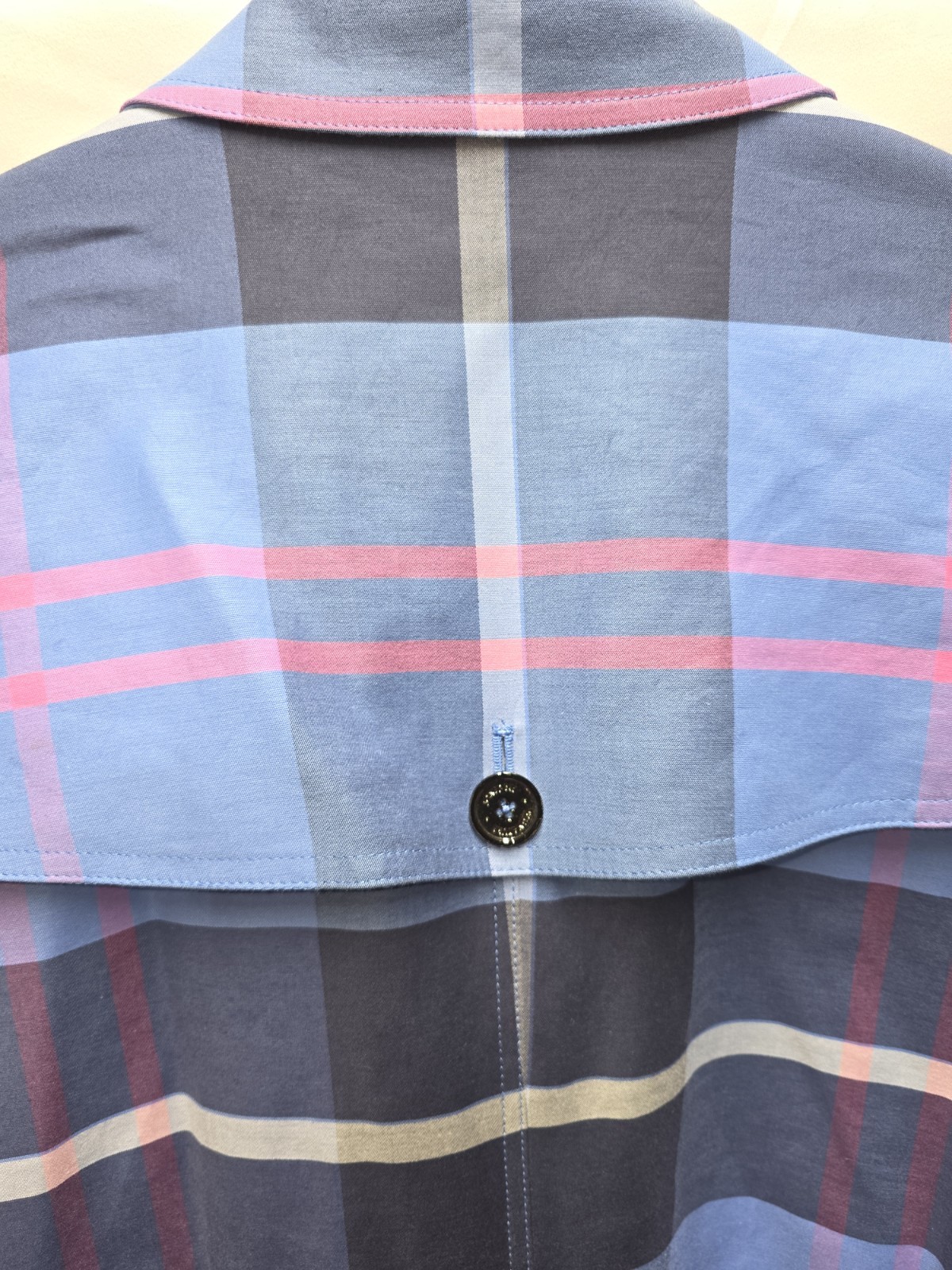 Vintage Jones New York Signature Blue Plaid Check Belted Trench Coat Size XL