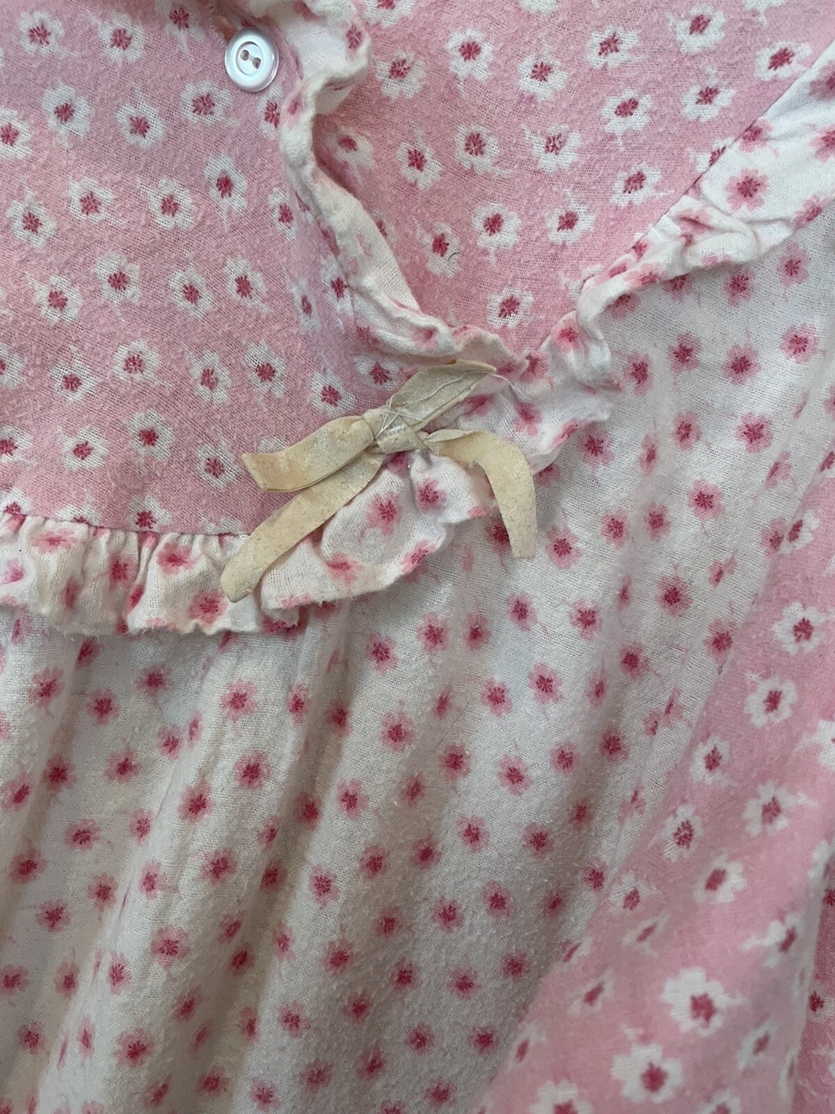Vtg Dream Wear Nightgown Small Womens Flannel Pink Granny Modest Floral USA Read