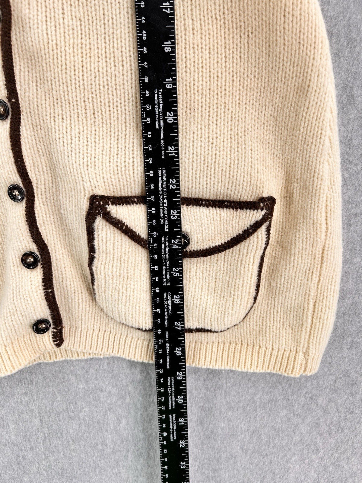 Vintage Evan-Picone 100% Wool Knit Vest Pockets Deco MCM Retro Size Small