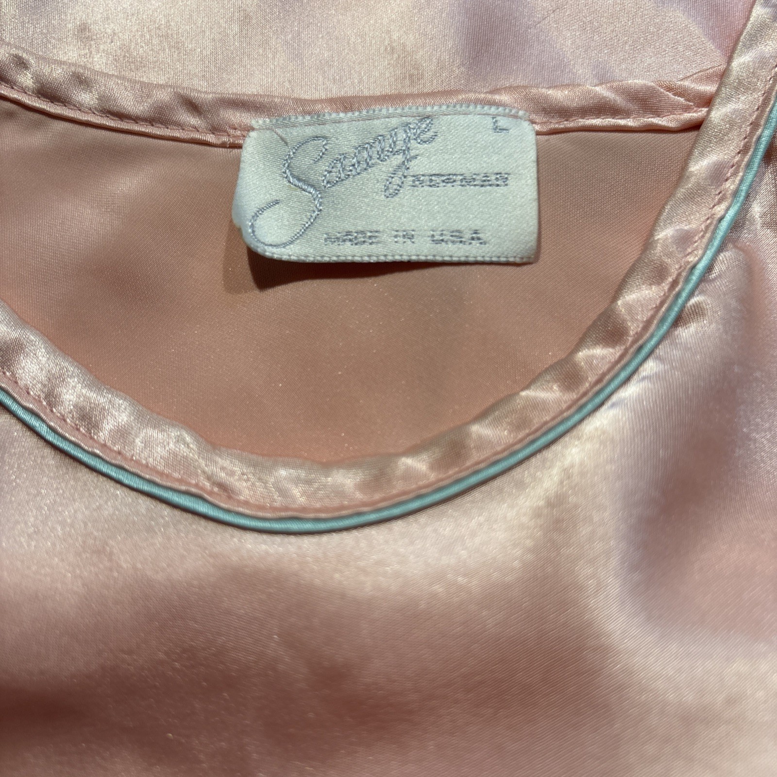 Sz L Sayme Newman Vintage Lingerie Pink Silky Made In The USA