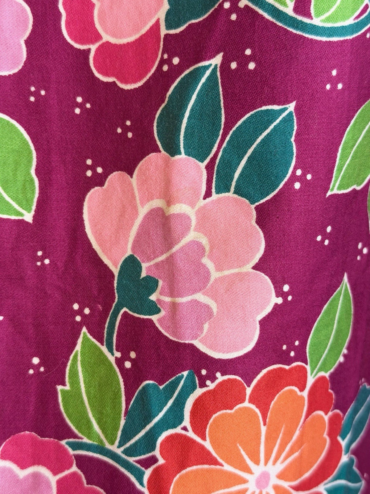 Vintage 1970s Hawaiian Muumuu Dress Flower Power Soft Cotton 70s Boho Hippie