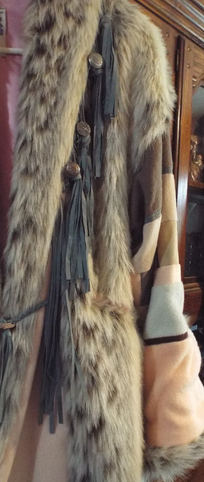 SANTA FE RE-CREATIONS – Vintage New Long Fur Fringe Western/Cowgirl Coat L/XL