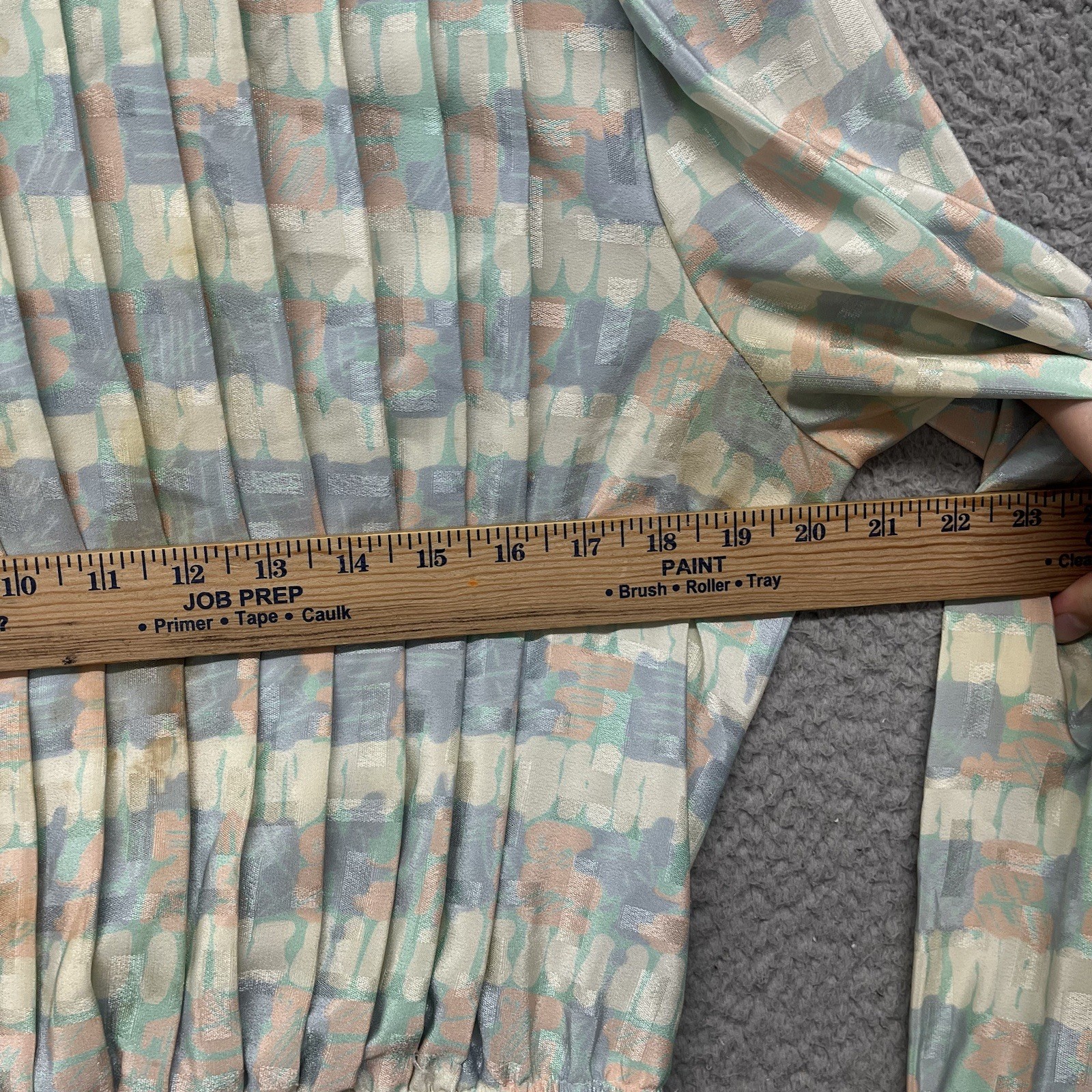 60’s 70’s Mavinette Dress Womens 14 Blue Geometric Accordion Secretary Vintage