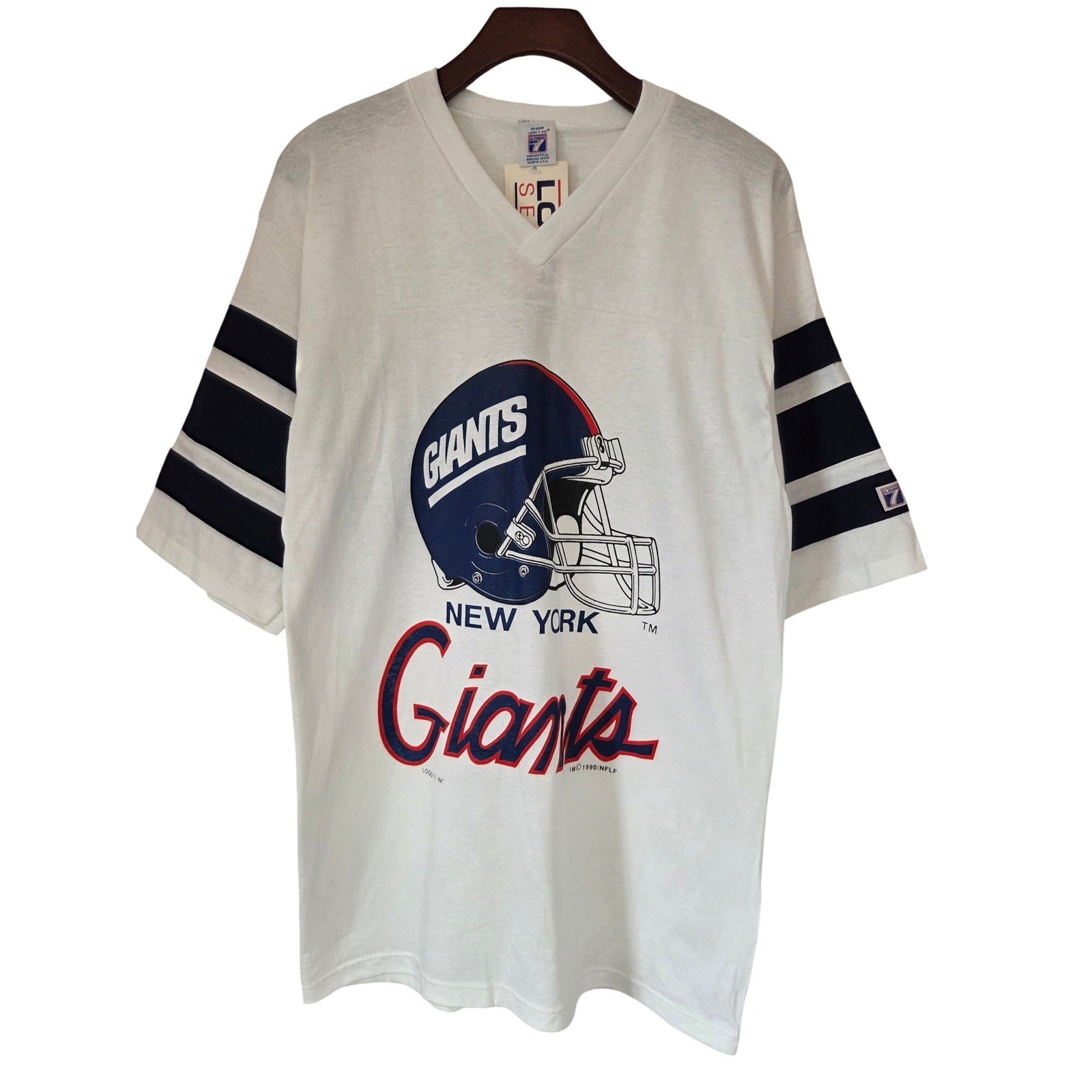 Vintage Logo 7 T-Shirt Vintage 1990 NY Giants NFL Women Large White NWD – *Hole