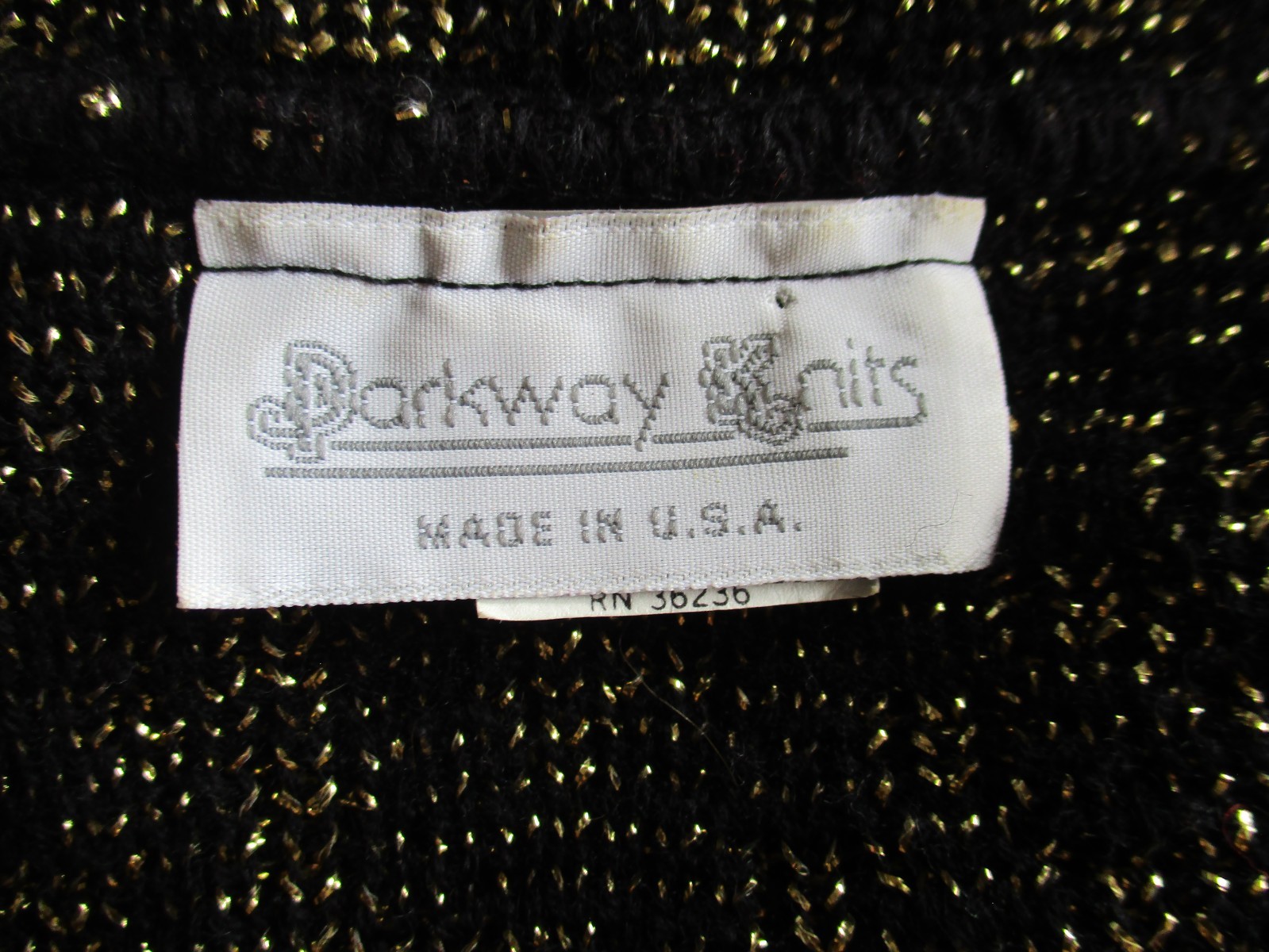 Vintage Parkway Knits Cardigan Sweater XL Women Black Metallic Gold