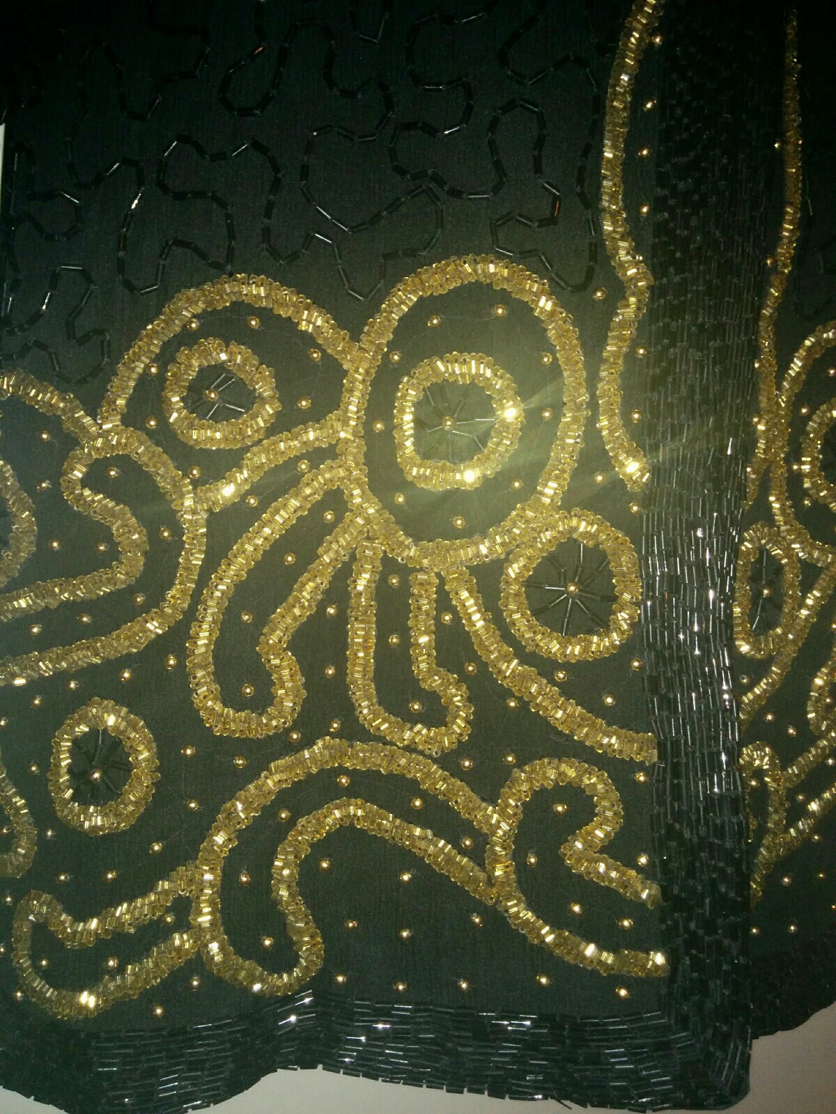 Vtg 80’s Nite Waves By Samir Suri Heavily Beaded & Sequin Gold Black Silk Jacket
