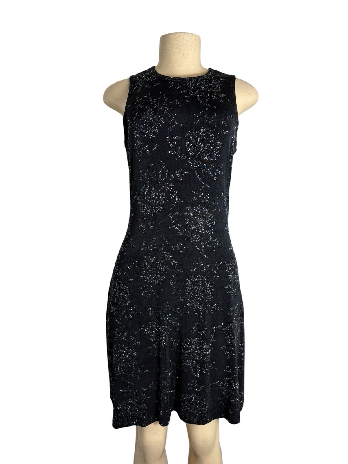 VINTAGE MARIAN & MARAL Black Sleeveless Floral Dress Size M