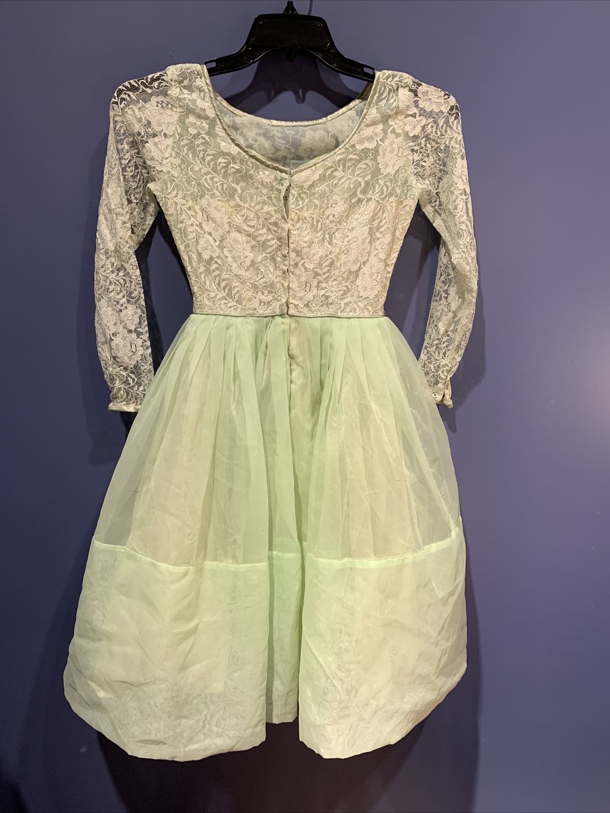 Vintage Stanton Jrs Petite Dress Green Party Dance Ballerina Cottage Core