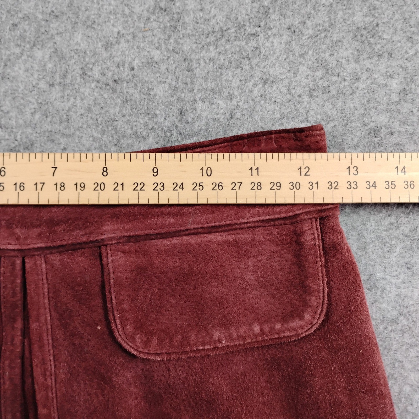 Maxima Wilsons Leather Suede A-Line Skirt Burgundy Maroon Vintage 90s Size 4