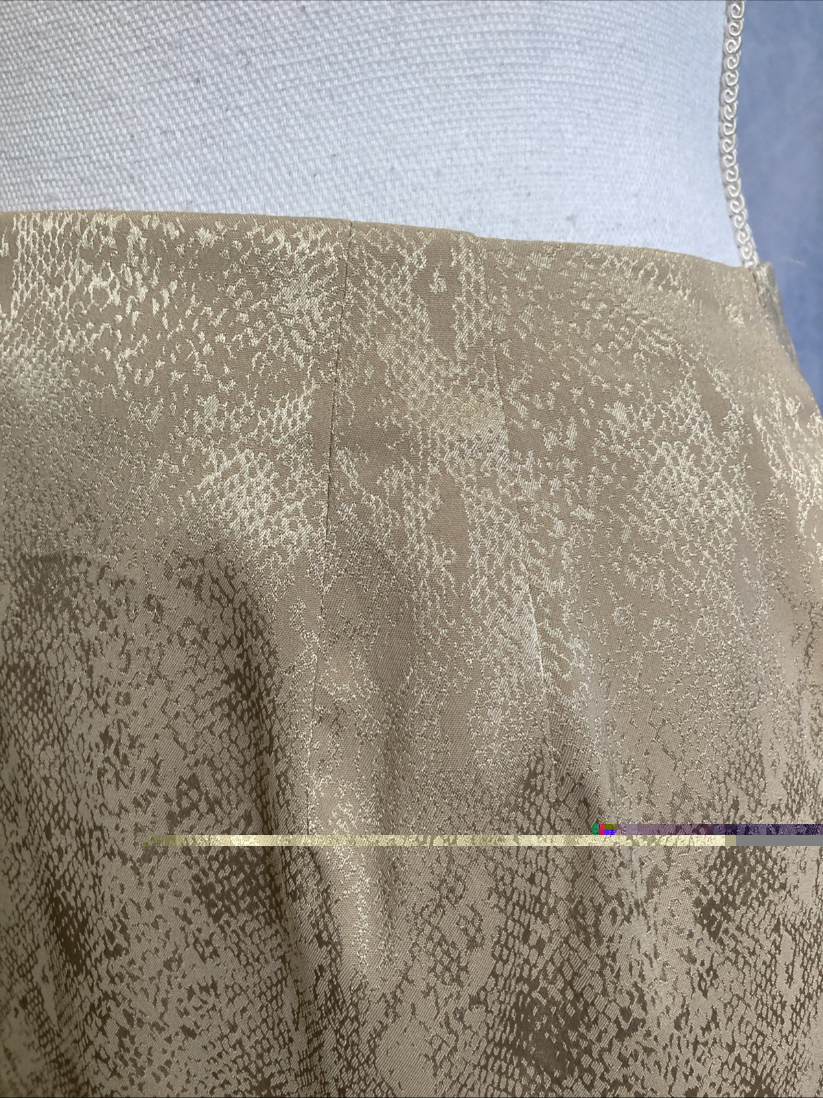Vtg 90s Carole Little Gold Snakeskin Pencil Skirt 6 Satin USA Grunge Glam Rock