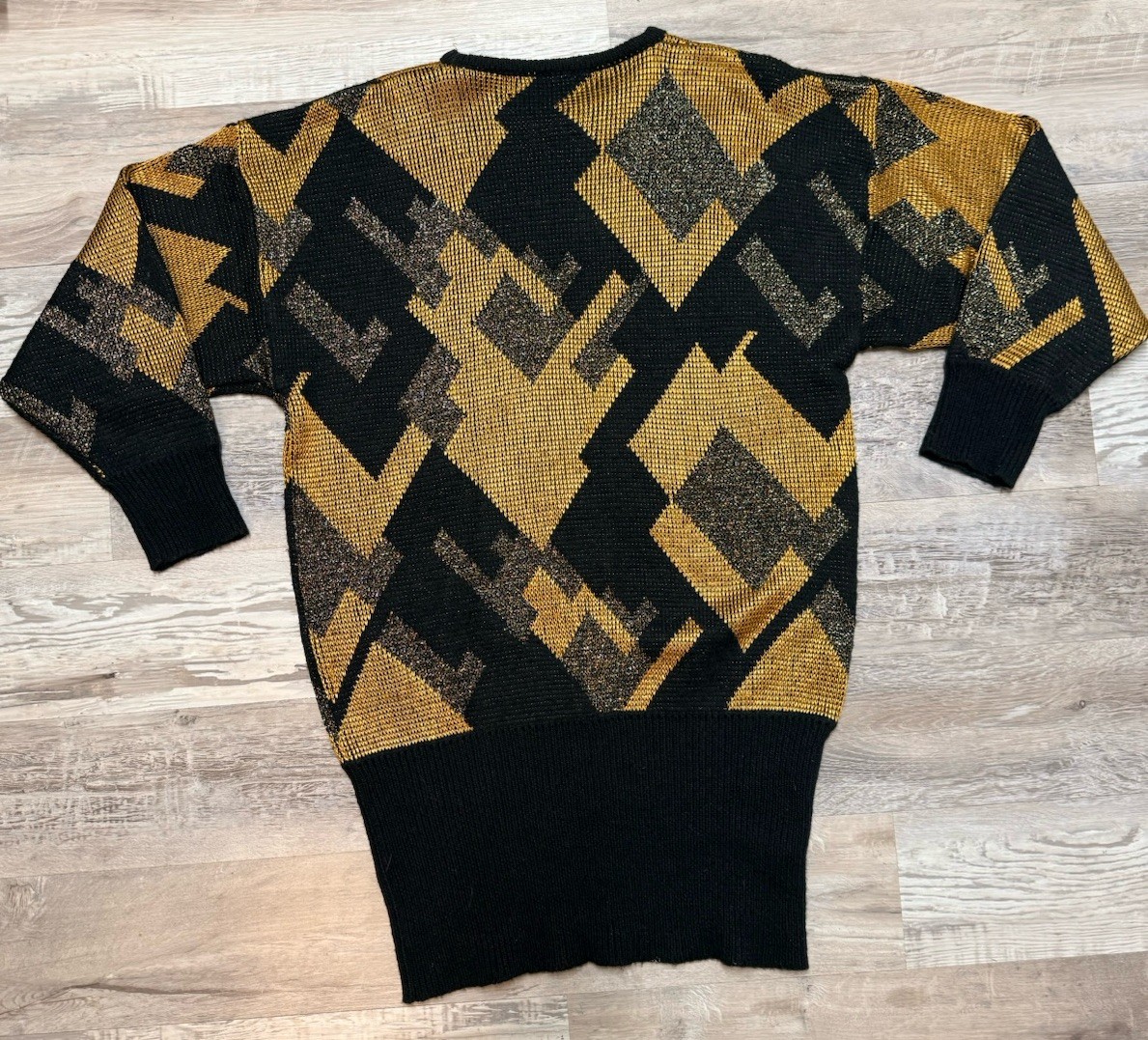 Vtg 80s Knit Sweater Di Bari Italy Abstract Geometric ColorBlock Oversized L-XL