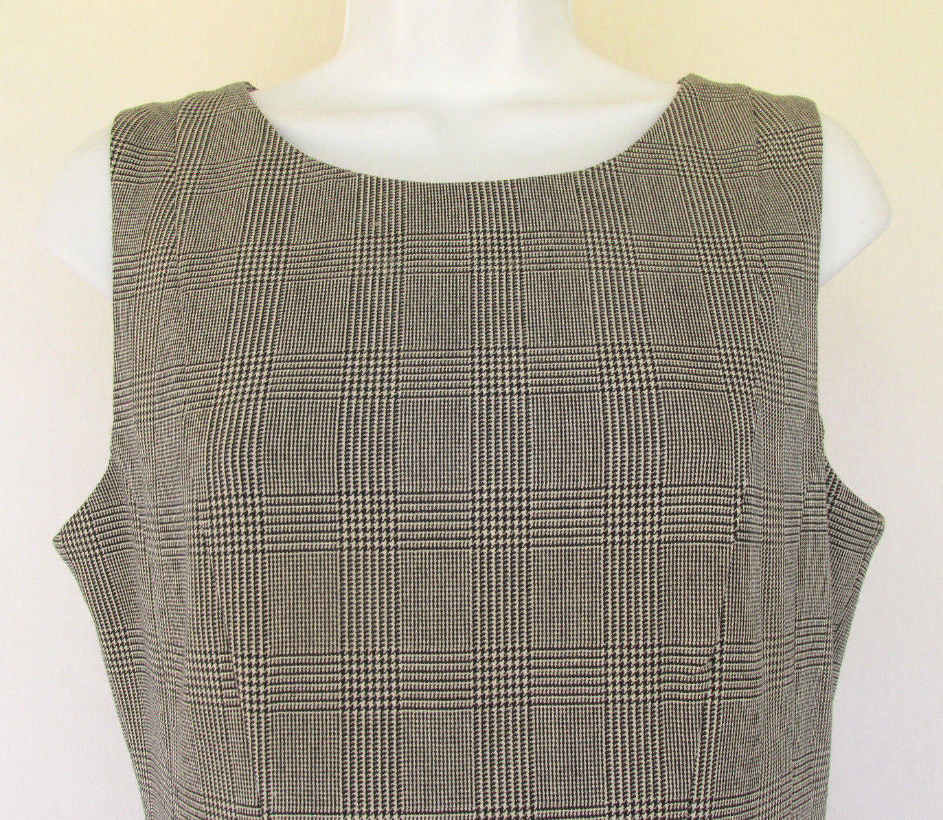 VINTAGE 1980s DRESS BLACK WHITE CHECKERS FULLY LINED POLY RAYON SPANDEX SIZE 8