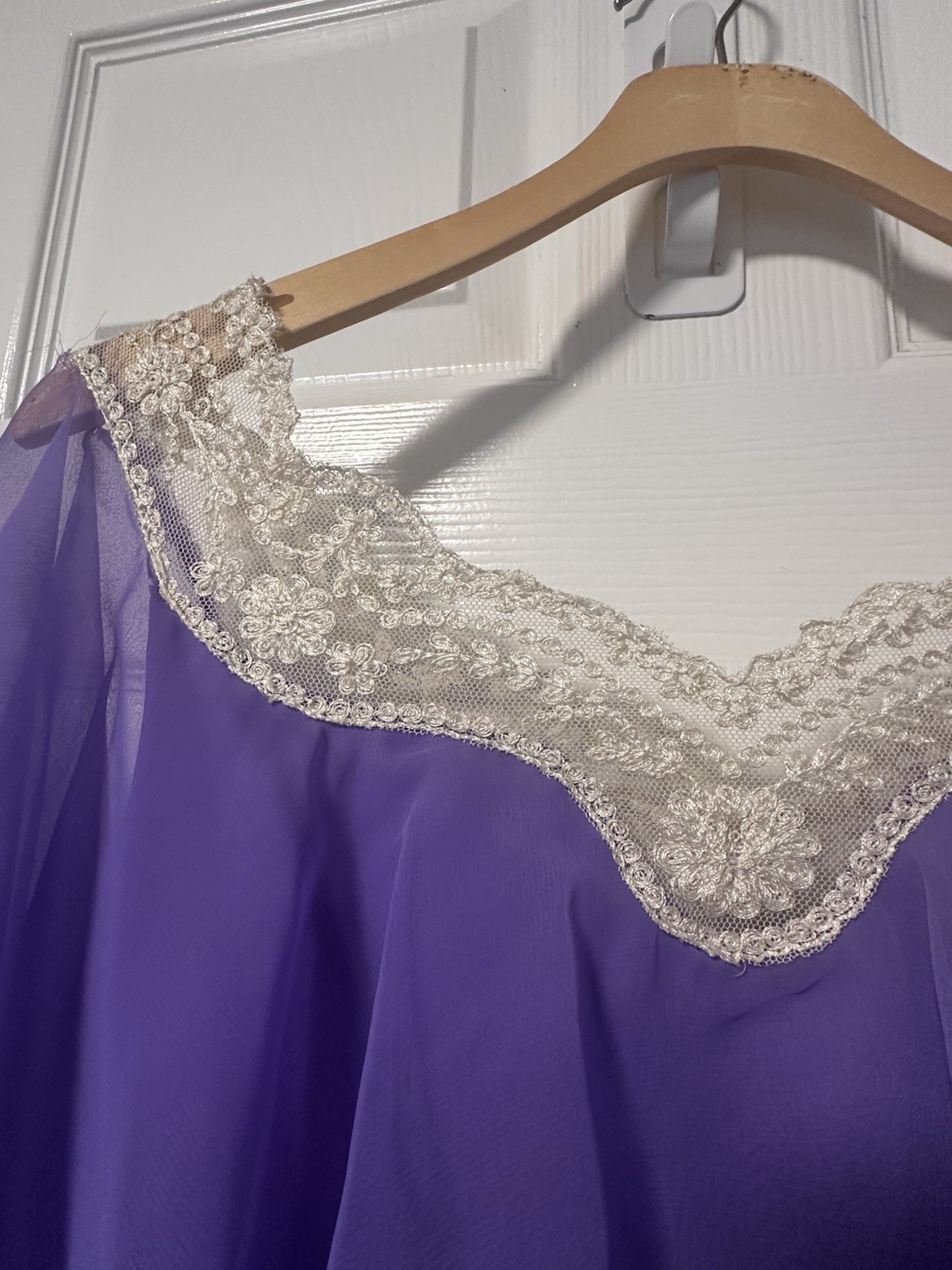 Vintage 1970s 1980s Women’s Lilac Purple Long Formal Dress Gown Size S A Line