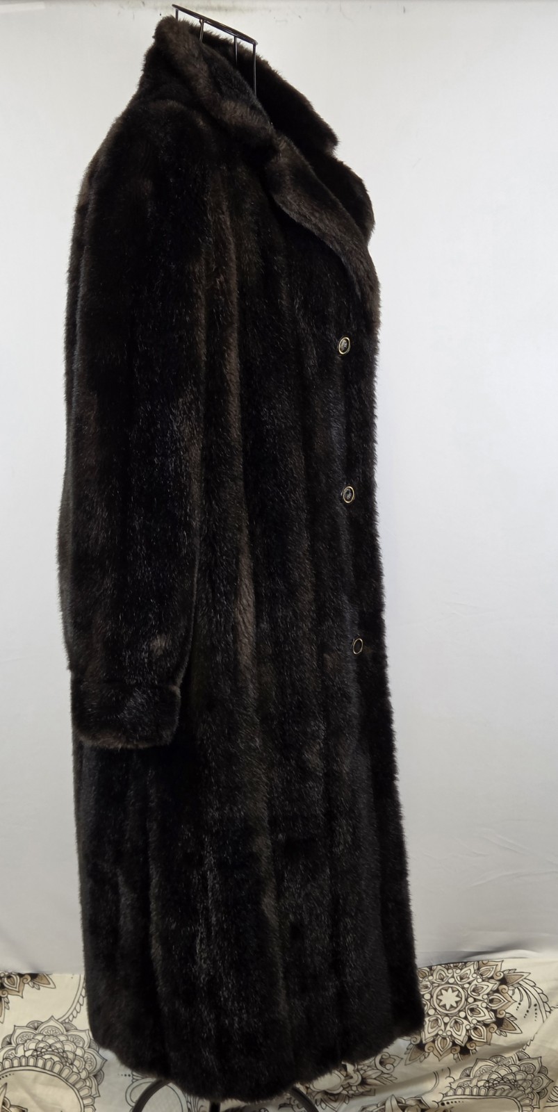 Vintage 60s Mincara Russel Taylor Faux Mink Fur Coat Womens L Brown Glam Winter
