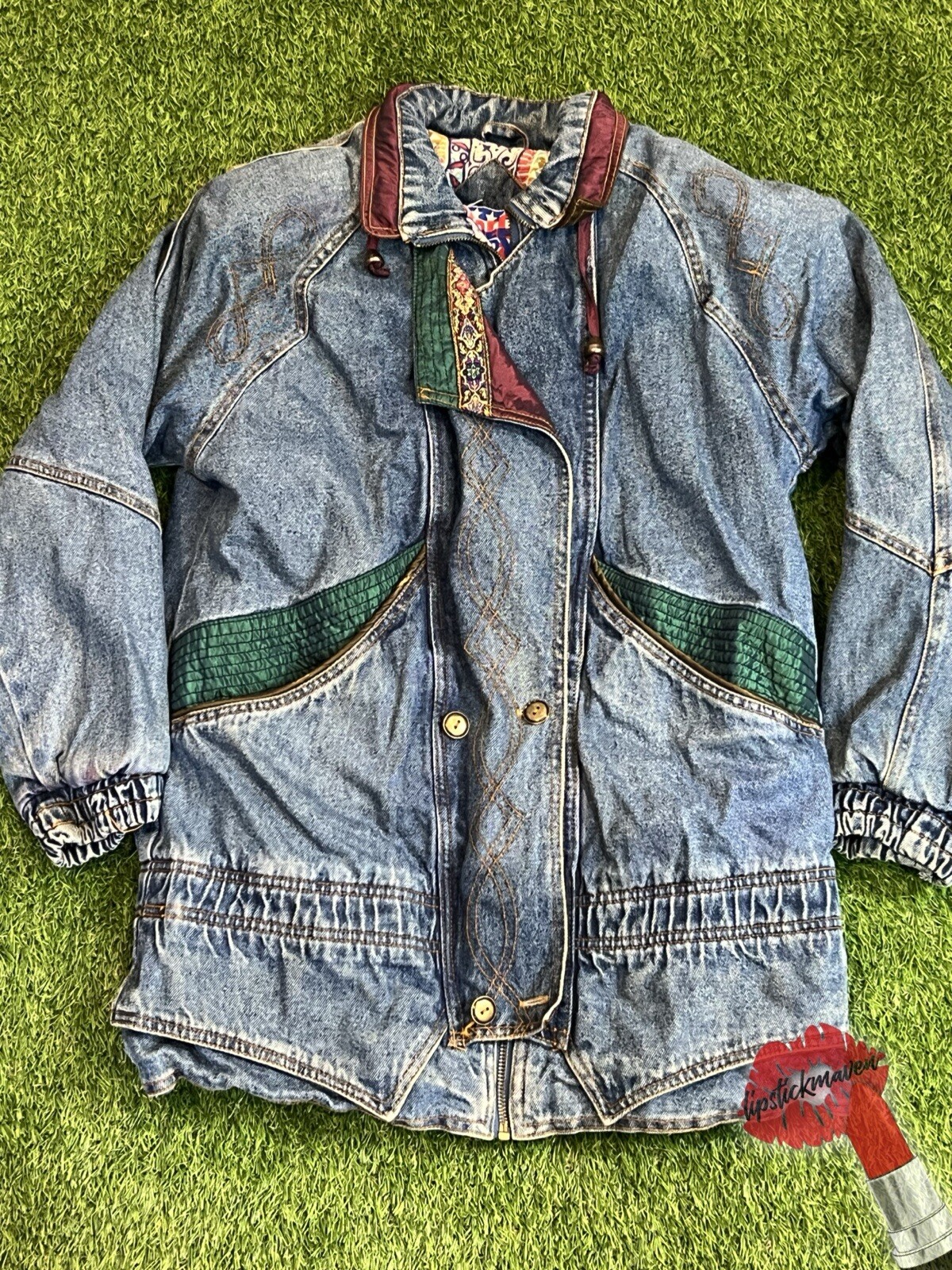 Vintage Faded Glory Jacket Adult Large Blue Denim Workwear Flannel Lined 80s 90s