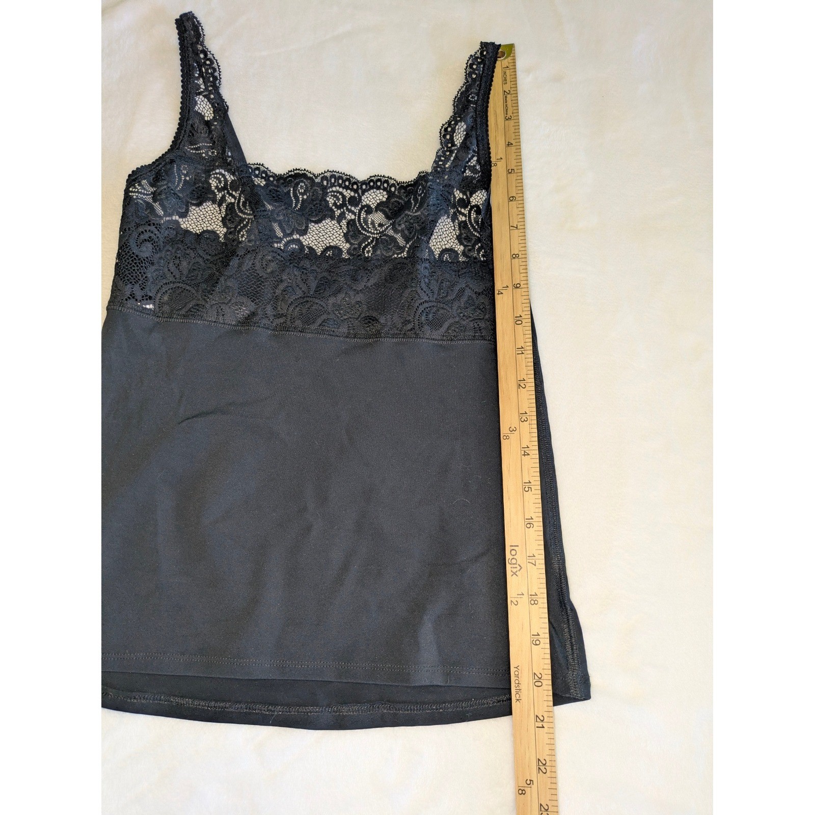 Black Lace Camisole Tank Top Size Medium Stretch Sleeveless Layering