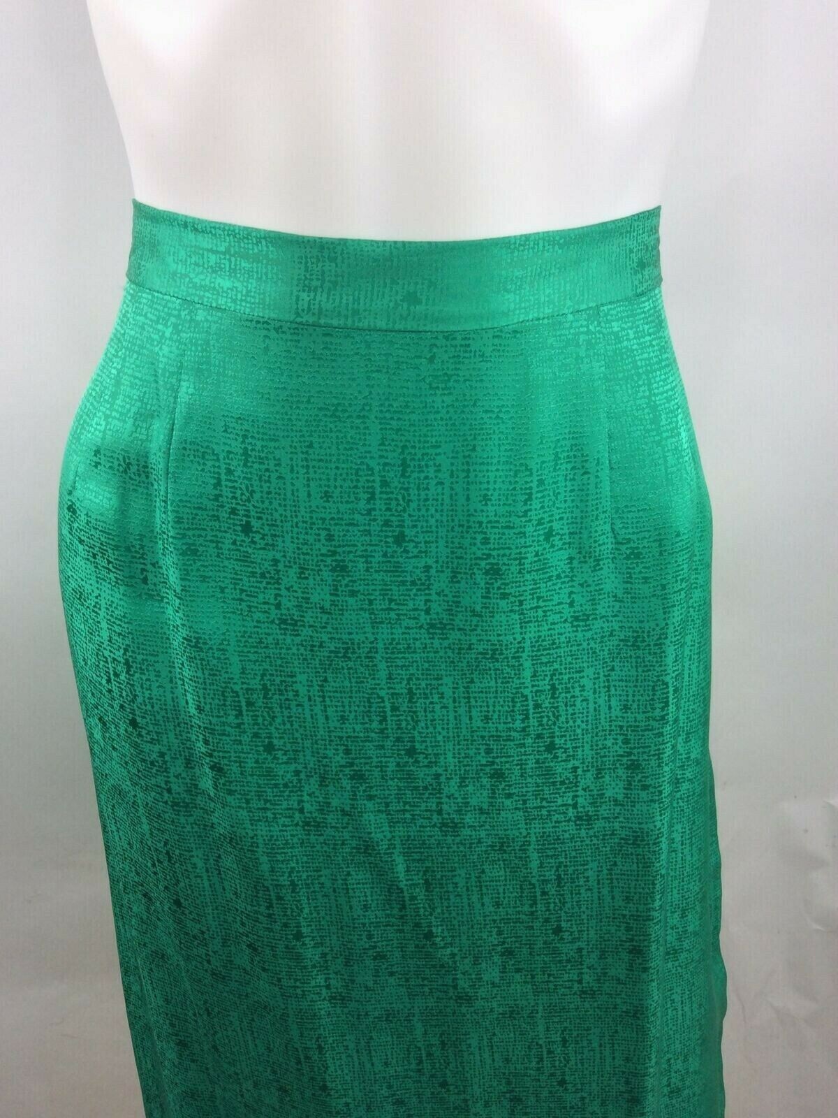 Papell Petites Vintage Women Silk Skirt Jacket Set Green Size 12 Petite (1)