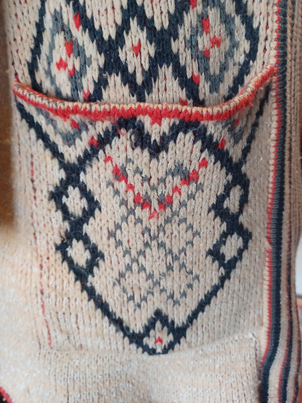 Vintage 70s Boho Geometric Pattern Shawl Collar Cardigan, Wintuck by Sabra