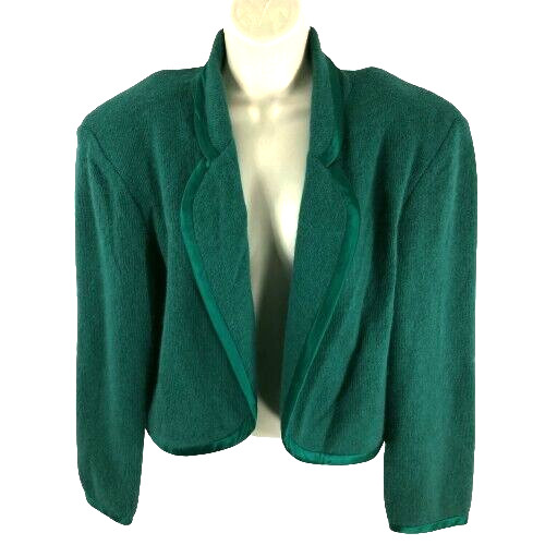 Chistyne Forti Size 12 Vintage Crop Cardigan Sweater Jacket Green Angora Wool