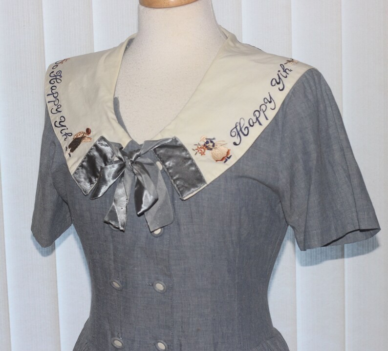 Vintage 80s 90s J-Fashion Kawaii Sailor Dress Little Girl Yih Lolita Blue White