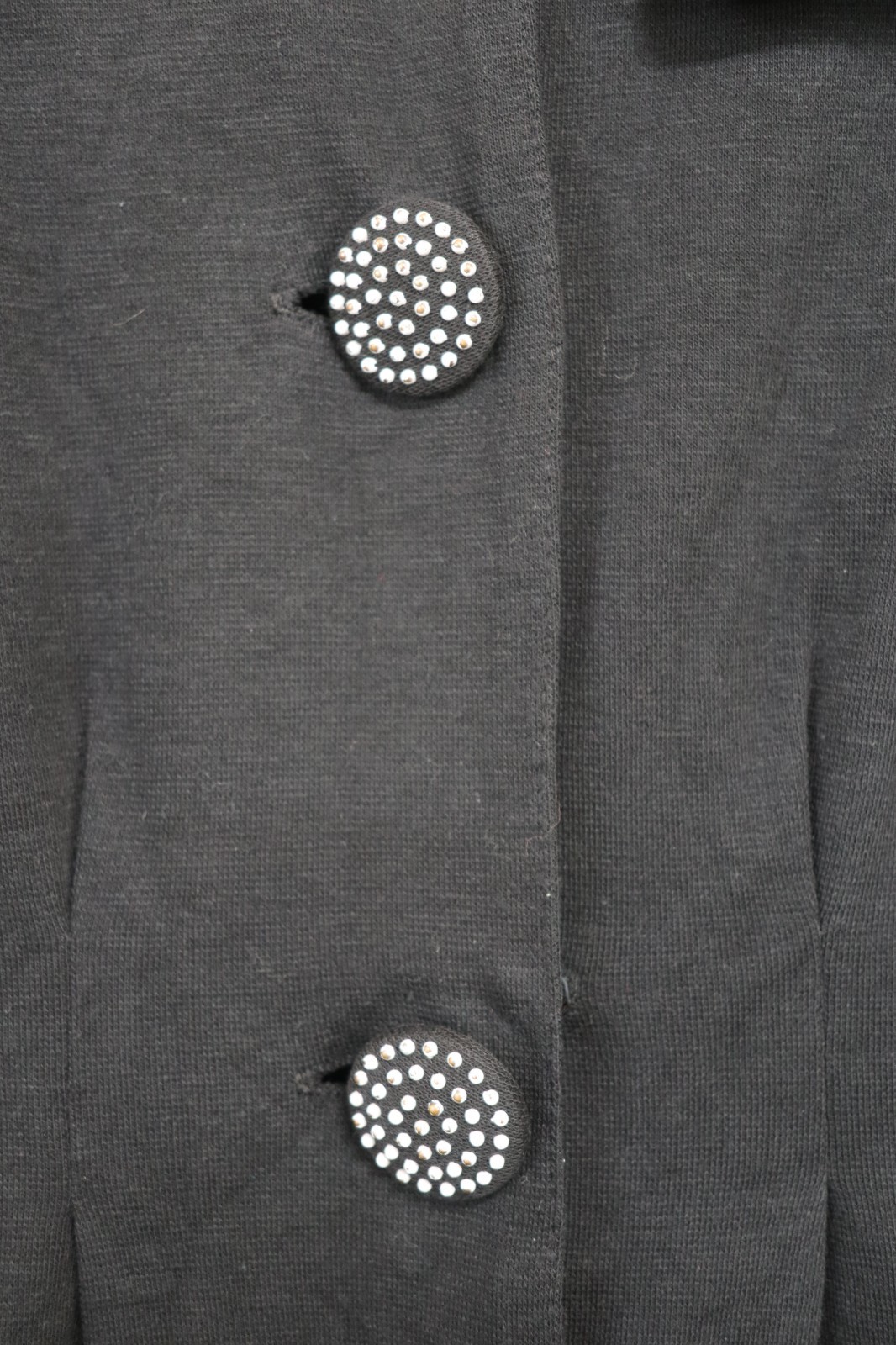 90s Vintage Cynthia Howie Black Knit Jersey Big Buttons Sheath Dress Women XS S