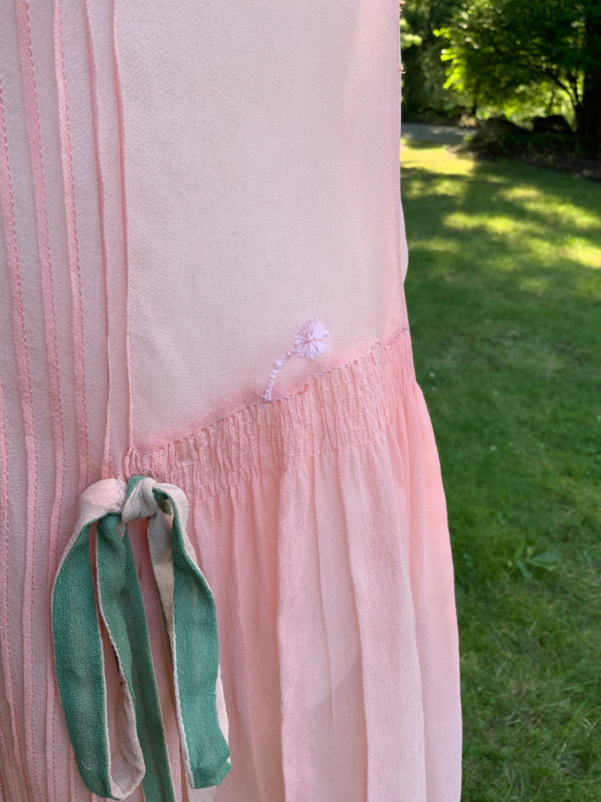 Rare 1920s Silk Chiffon Flapper Dress Art Deco Lace Dress Original Silk Slip Ant