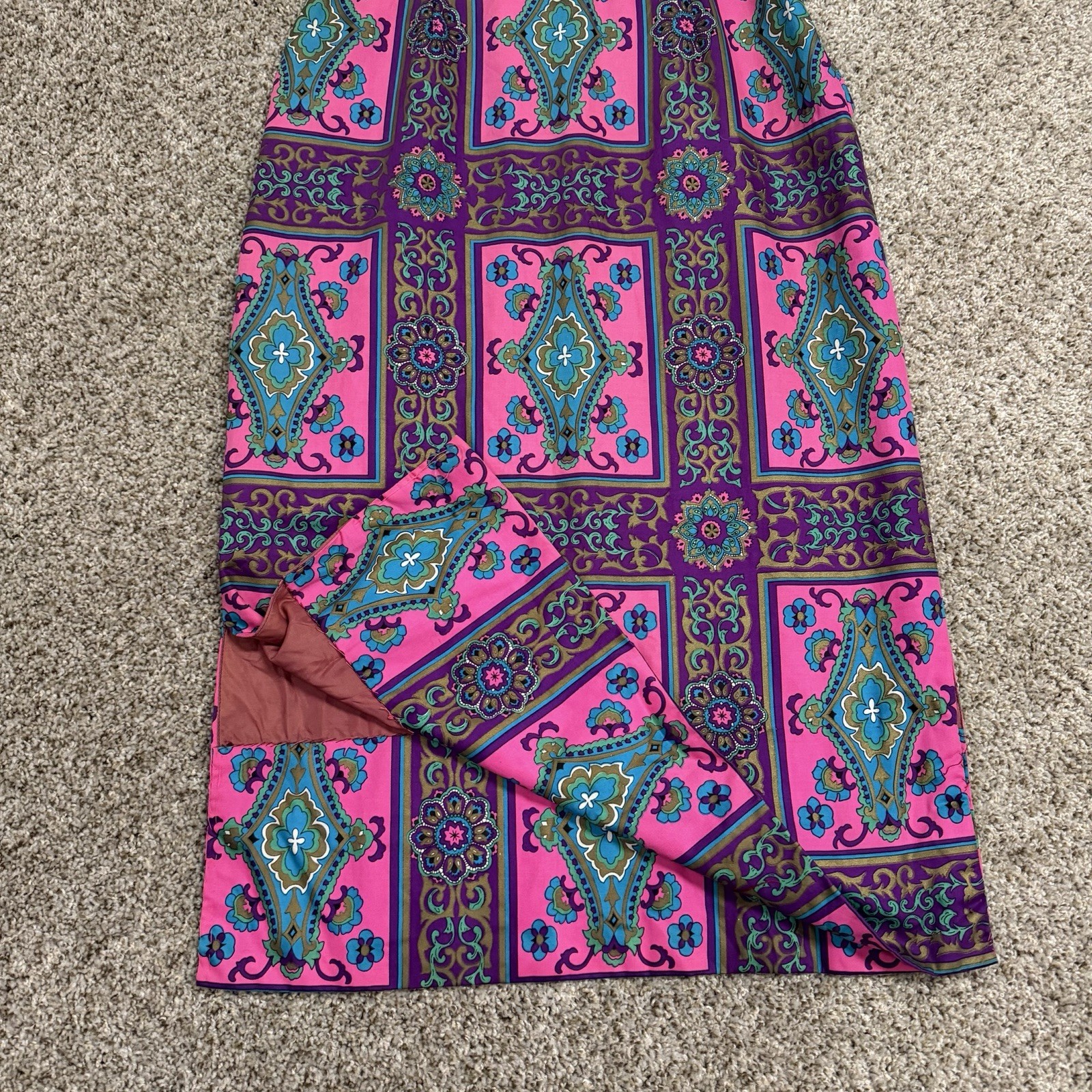 Vintage Alex Colman California Skirt Velvet Waist Pink Mod 60s 70s