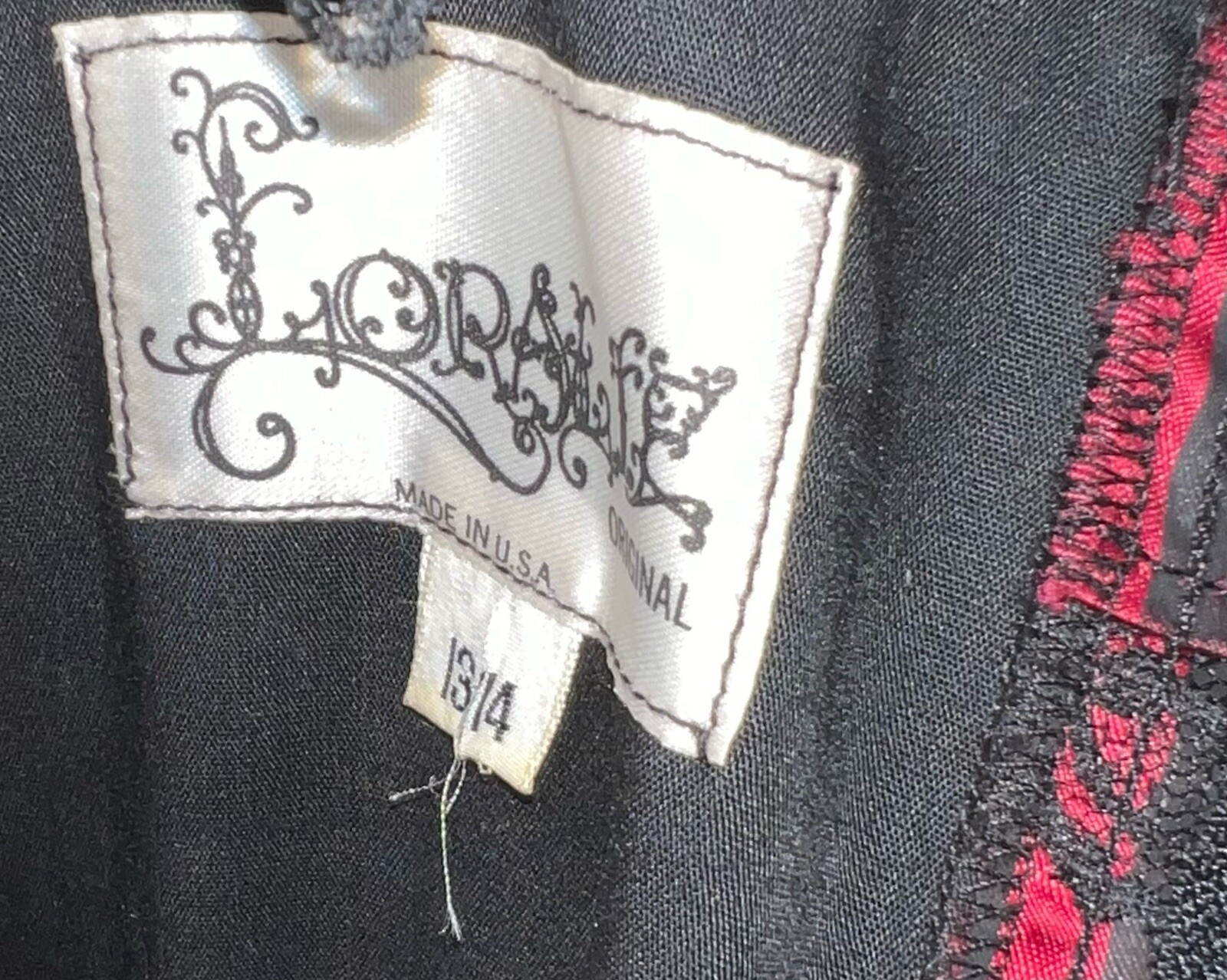 Vtg Loralie Goth Prom Saloon Girl Costume Dress Sexy Satin Stripe