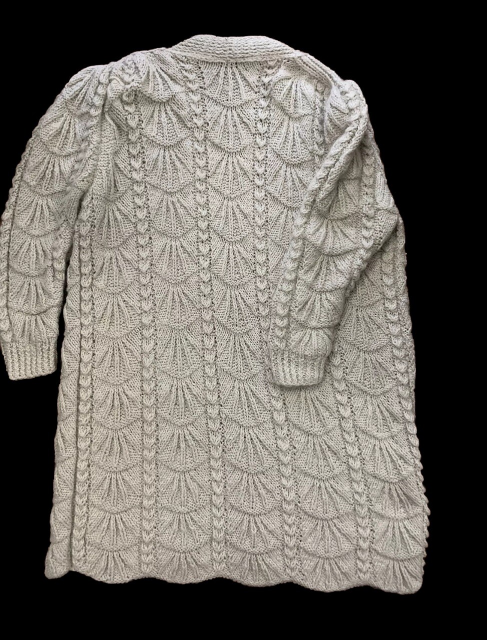 Vtg Mohair Wool Oversized Chunky Knit Cardigan Sweater Coat Oatmeal L XL XXL