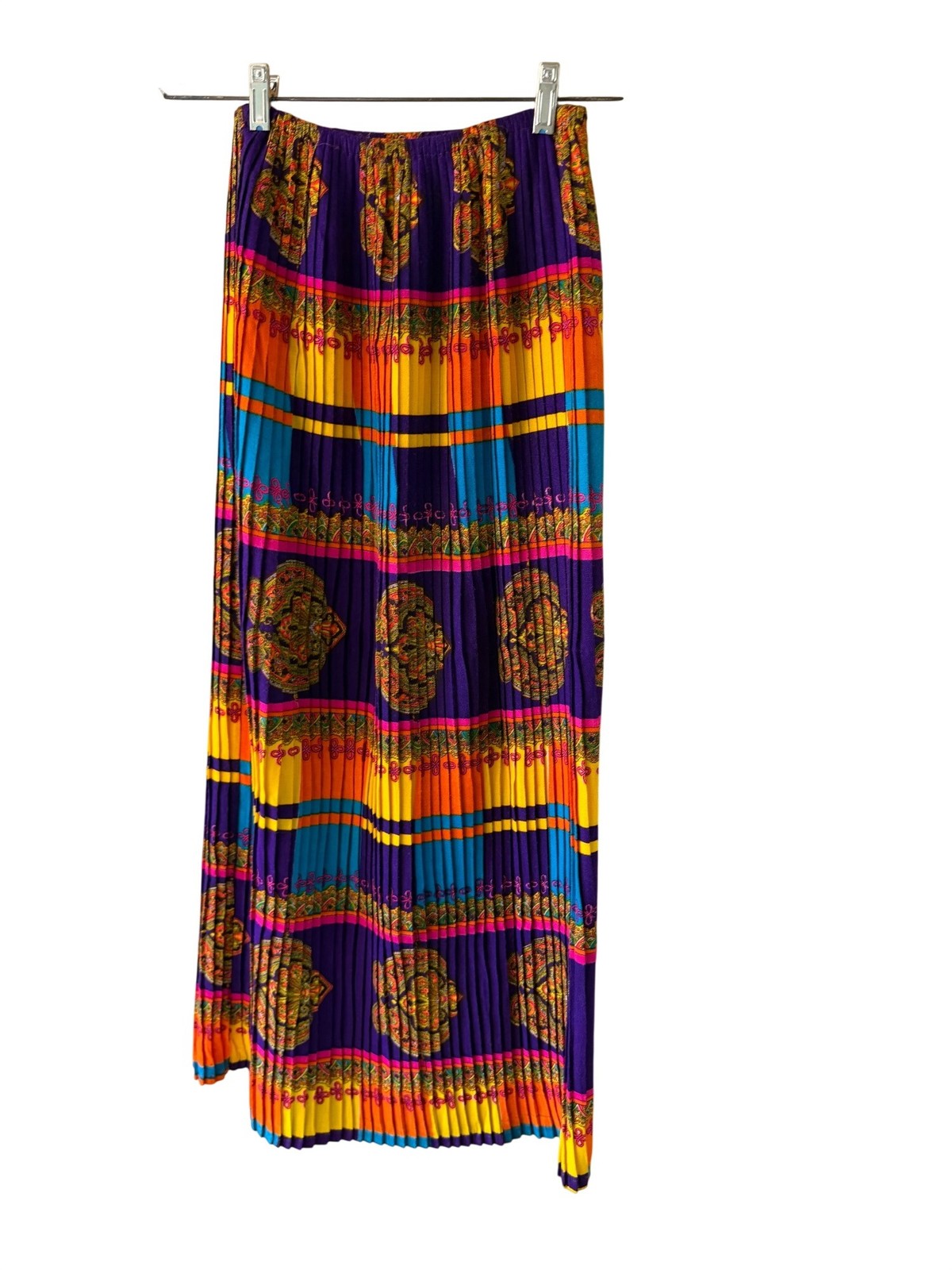 Rhapsody By Glazier Womens Accordion-pleated Maxi Skirt Size M Multicolor Vintag