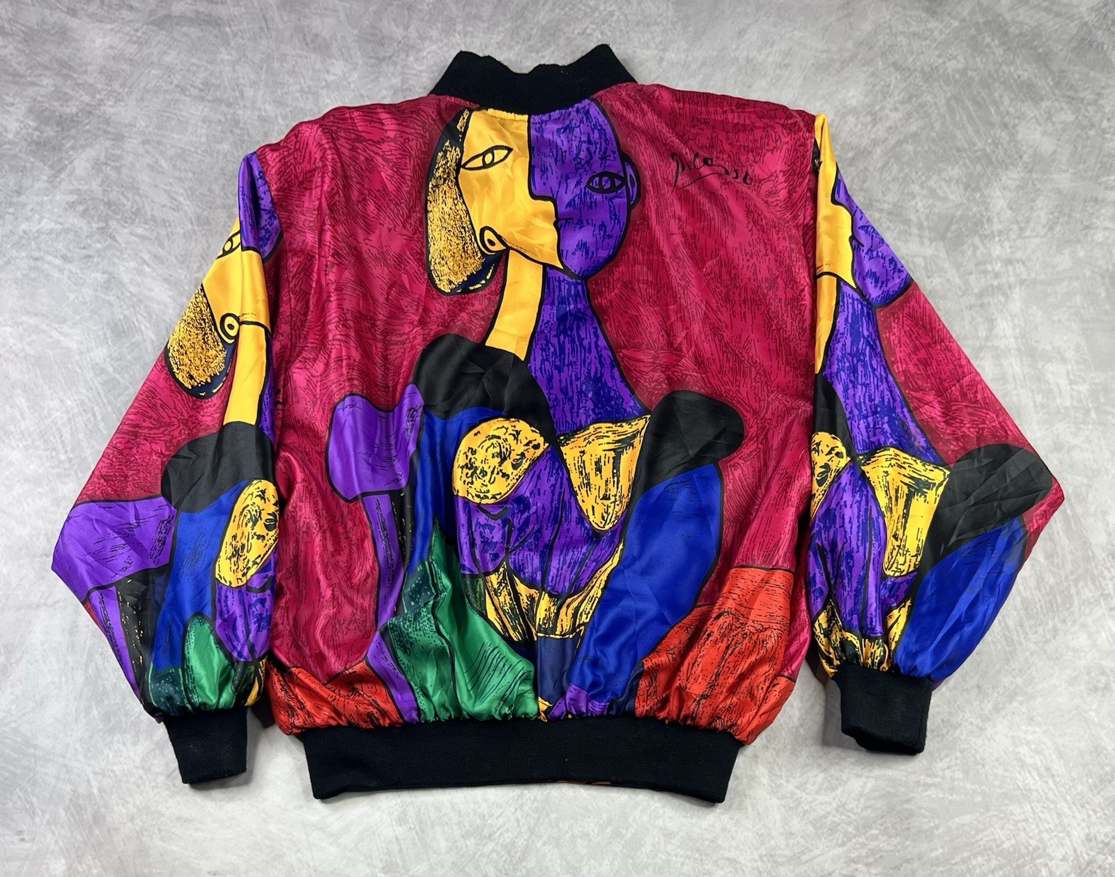 Vintage 80s 90s PICASSO Silk Art Jacket One Size Fits Most Kocal