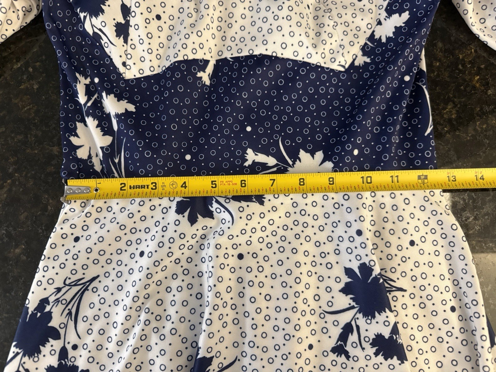 VTG 1970’s Blue & White Dress George Gerring Miami Women’s Medium 8/10