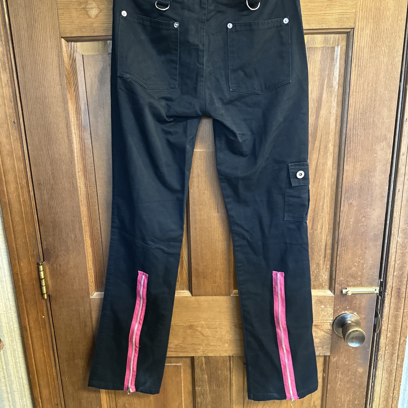 Vintage Y2K Super Low Fat Cargo Pants.pink Leg Zippers.29” Waist