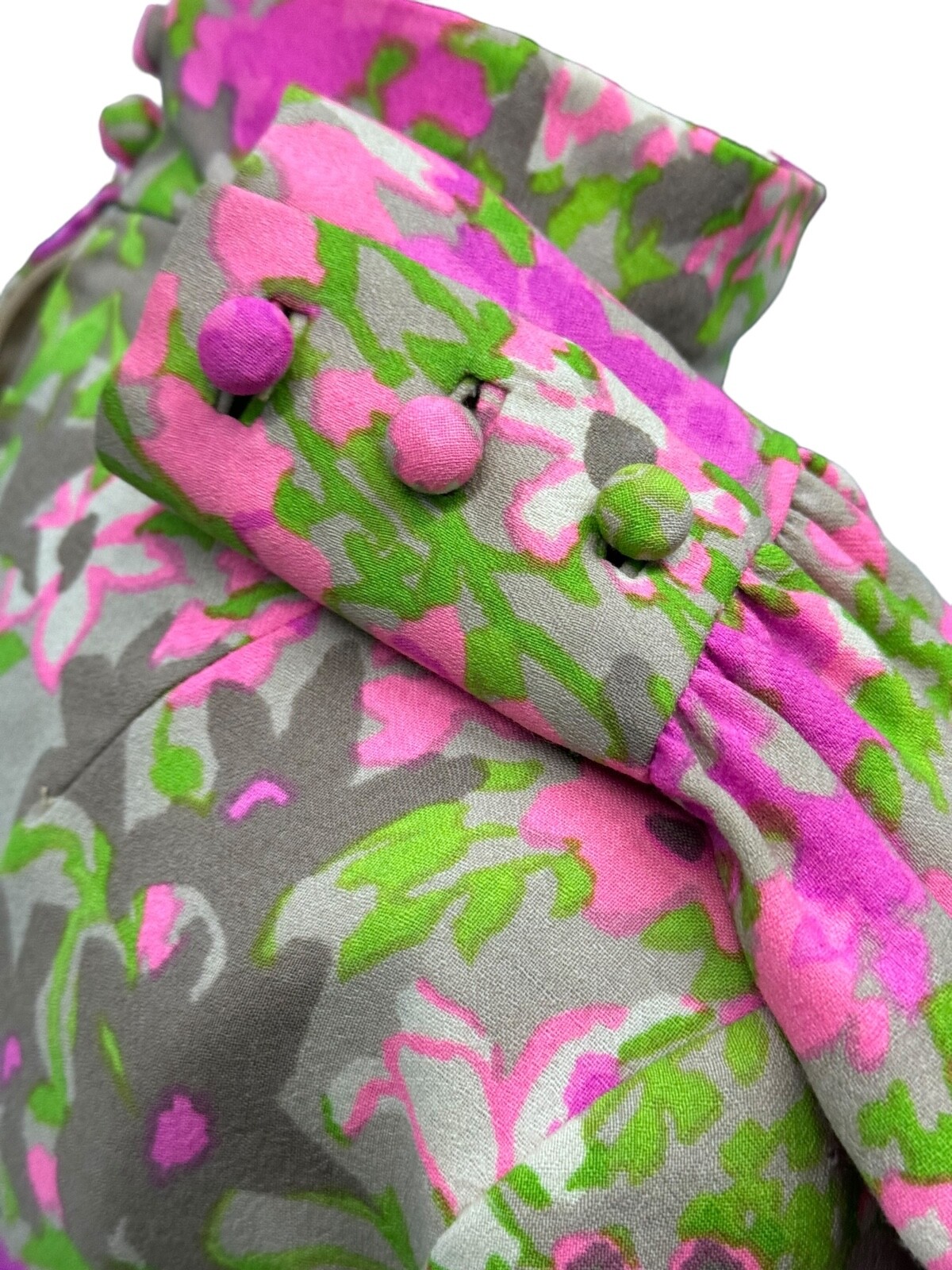 Fantastic Vintage 60s 70s Bright Colorful Floral Dress By Chester Weinberg Small
