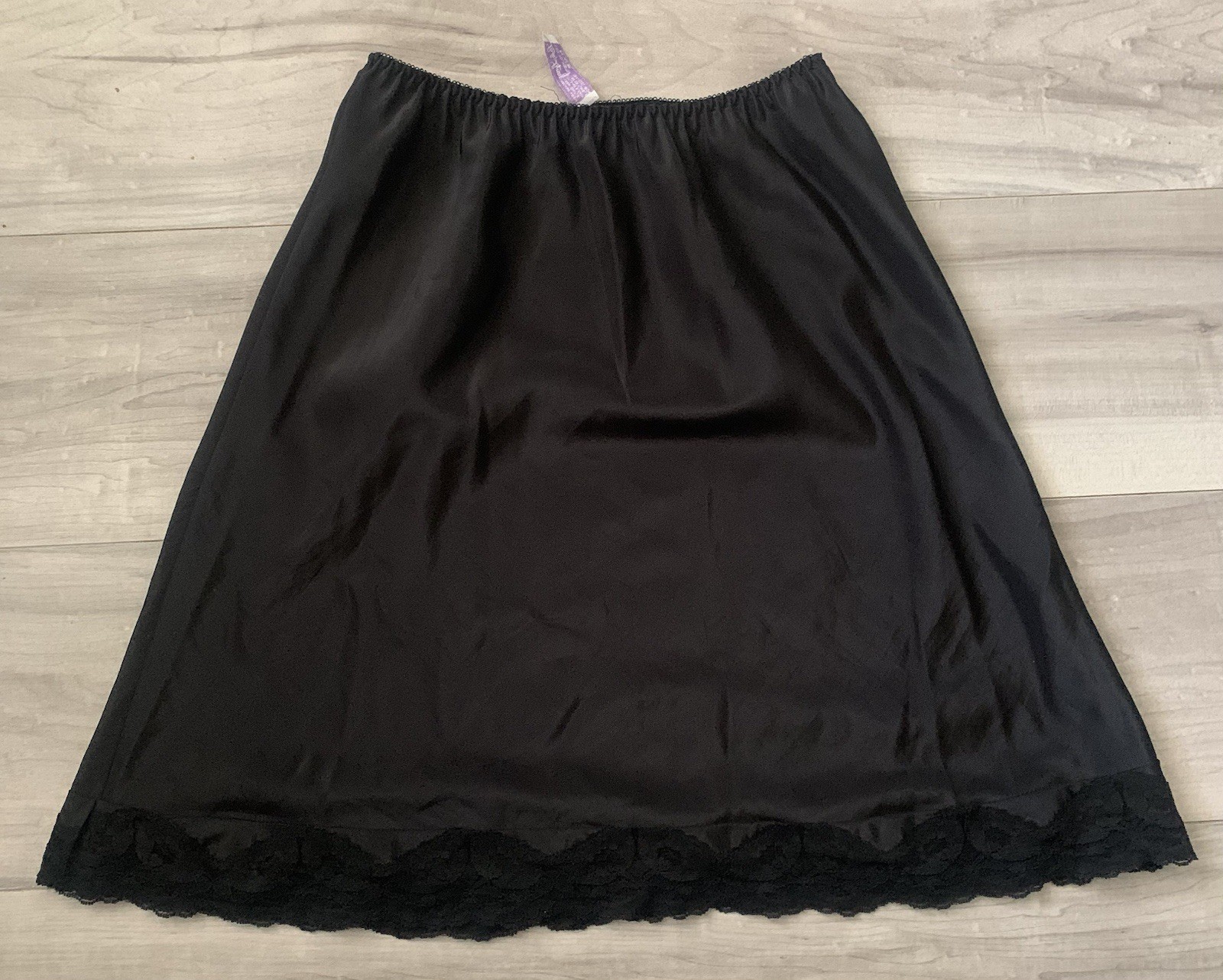 Lady Lynne Vintage Black Half Slip Lingerie Elastic Waist small