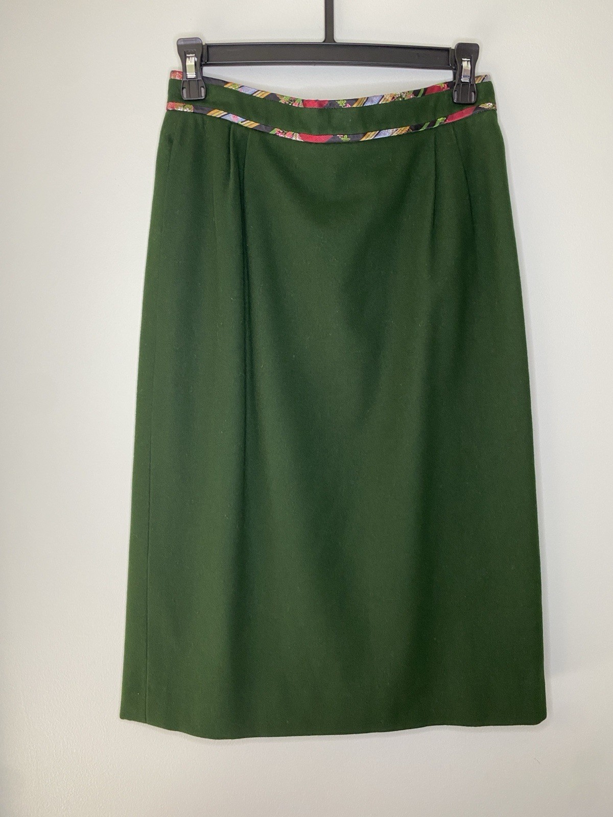 Rare Austria Vintage Wool Viscose Pencil Skirt Green Sz 38 Tailored Classic