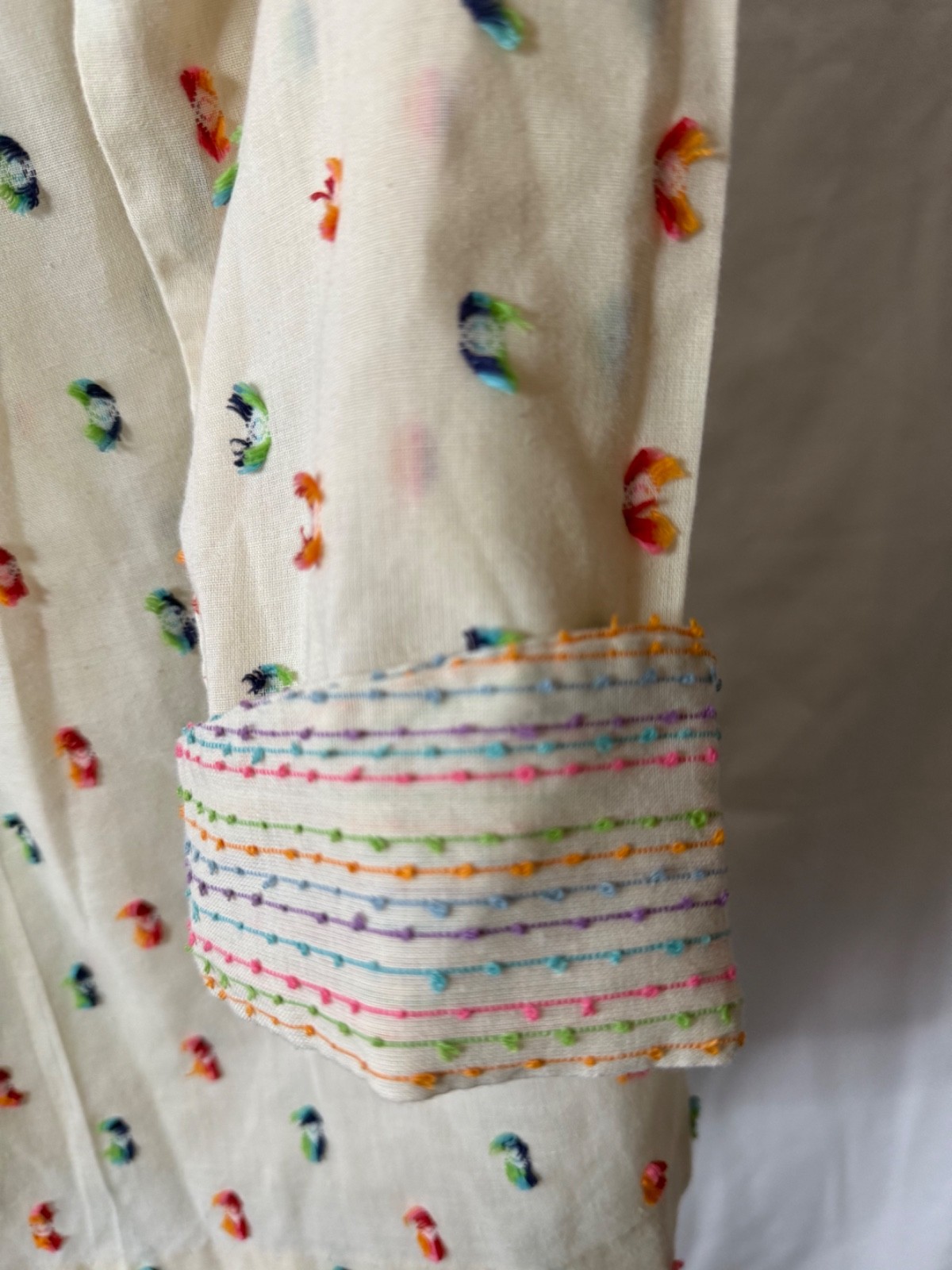 Vintage Handmade Blouse Women’s Embroidered Cotton Boho Folk Peasant Top