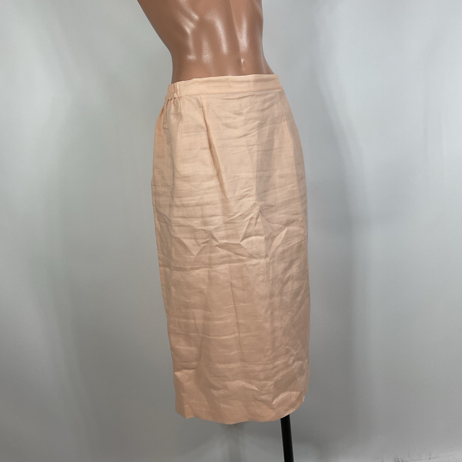 Vintage 80s DAVINCi Pink Suit Puffy Sleeve Suit Jacket Skirt 16X Beaded Linen
