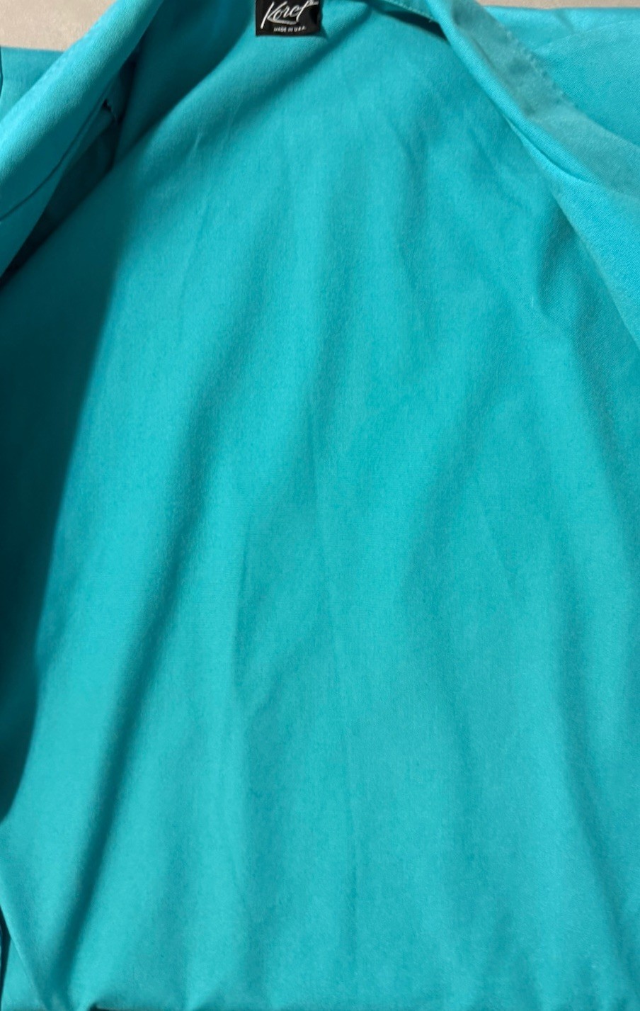 Vintage Koret Teal Blue Open Front Blazer Jacket 3/4 Cuffed Sleeves Measures XL