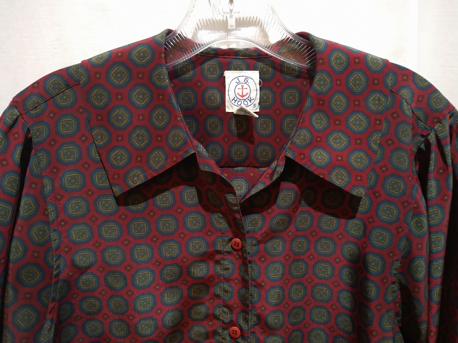 Vintage J.G Hook Long Sleeve Button Up Dark Academia Blouse Top Size 4 Burgundy