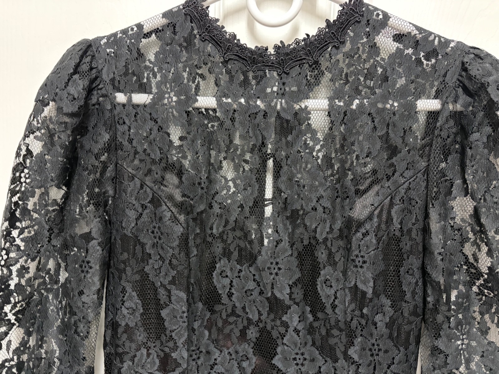 vtg Scott McClintock 80s Black dress Lace bodice drop waist Brocade satin bottom