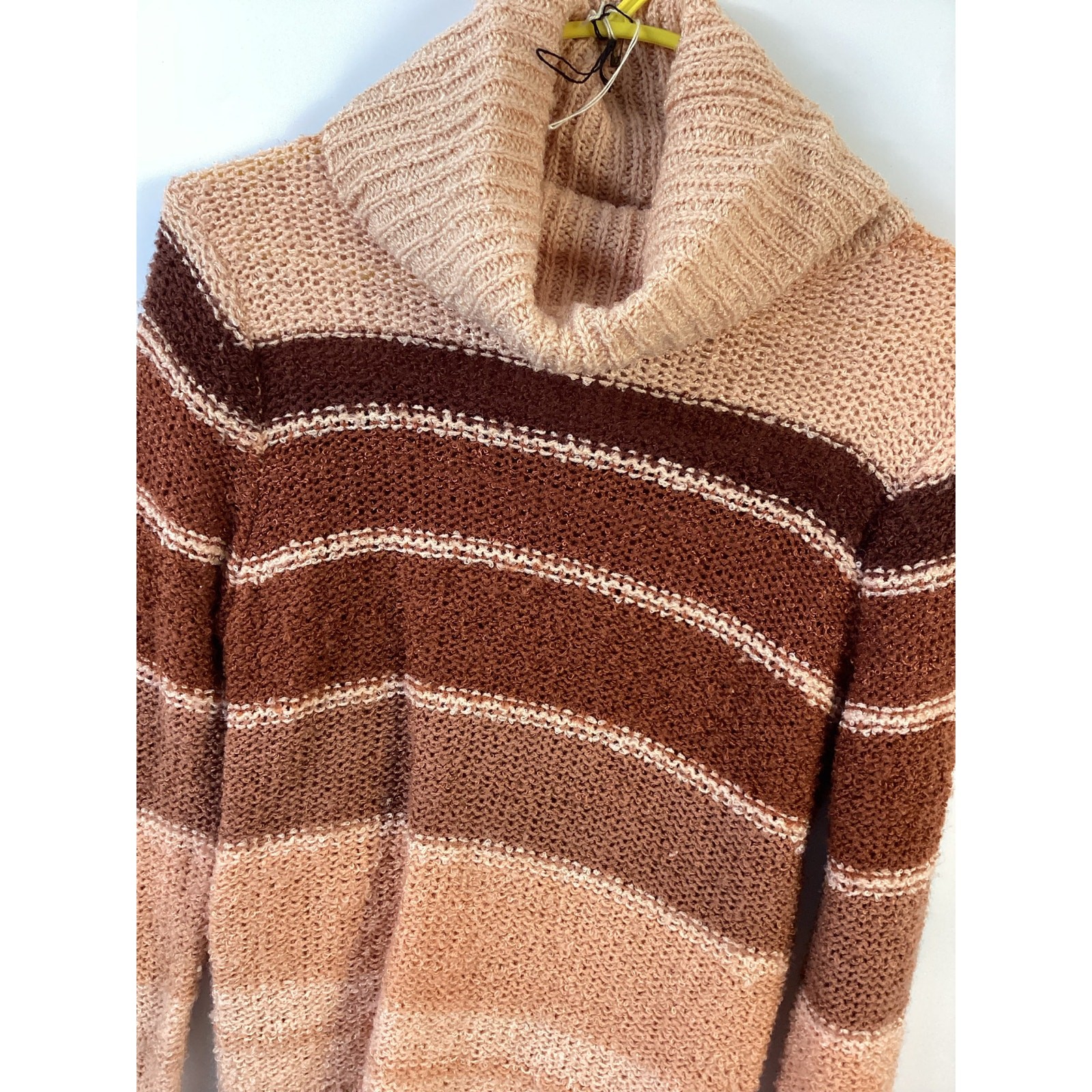 Vintage 70’s 80’s Women’s Girls Sweater Currants Cowl Neck Small Brown Stripes