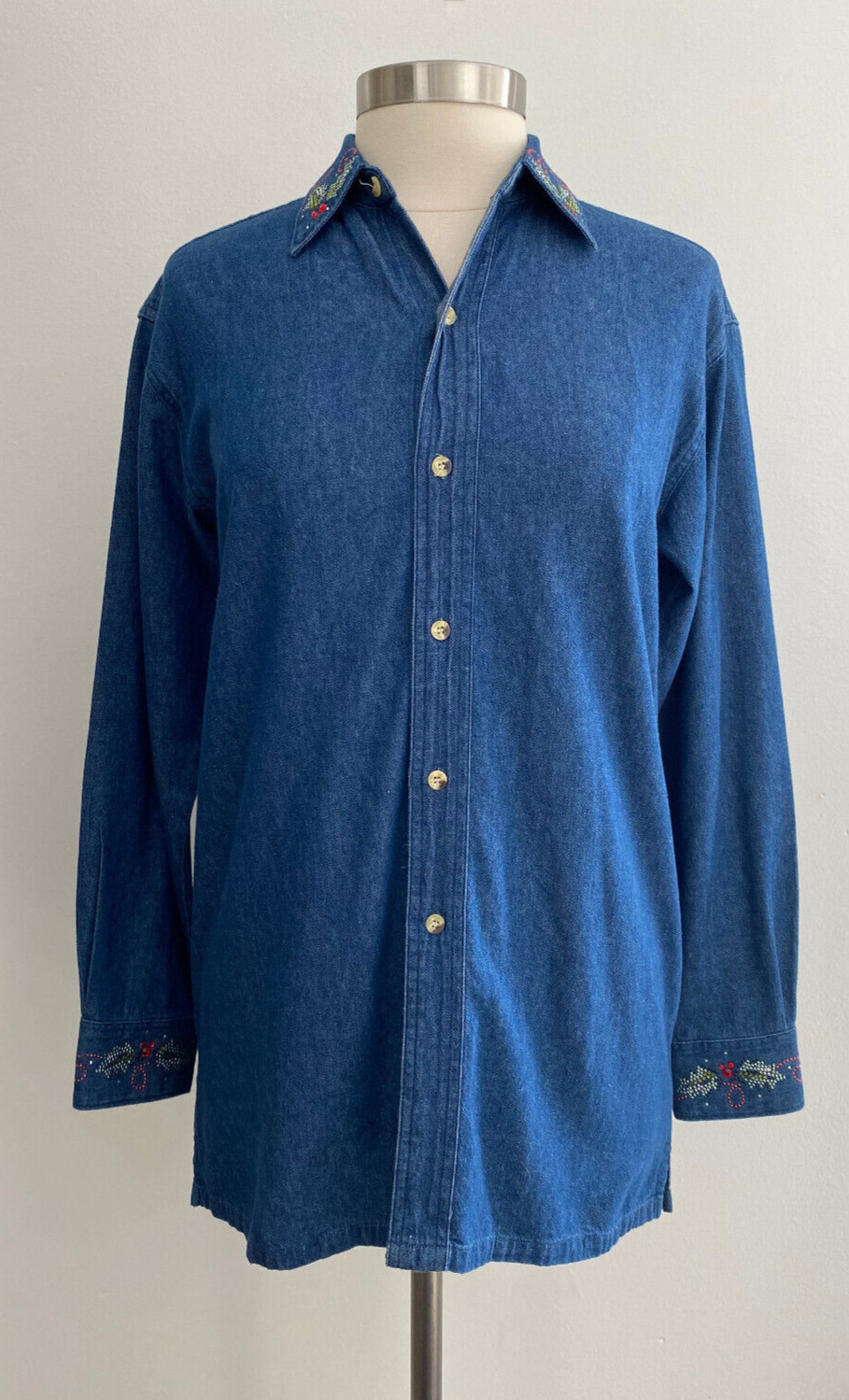 VTG Christine Alexander Swarvoski Crystal Accent Button Front Top sz Small