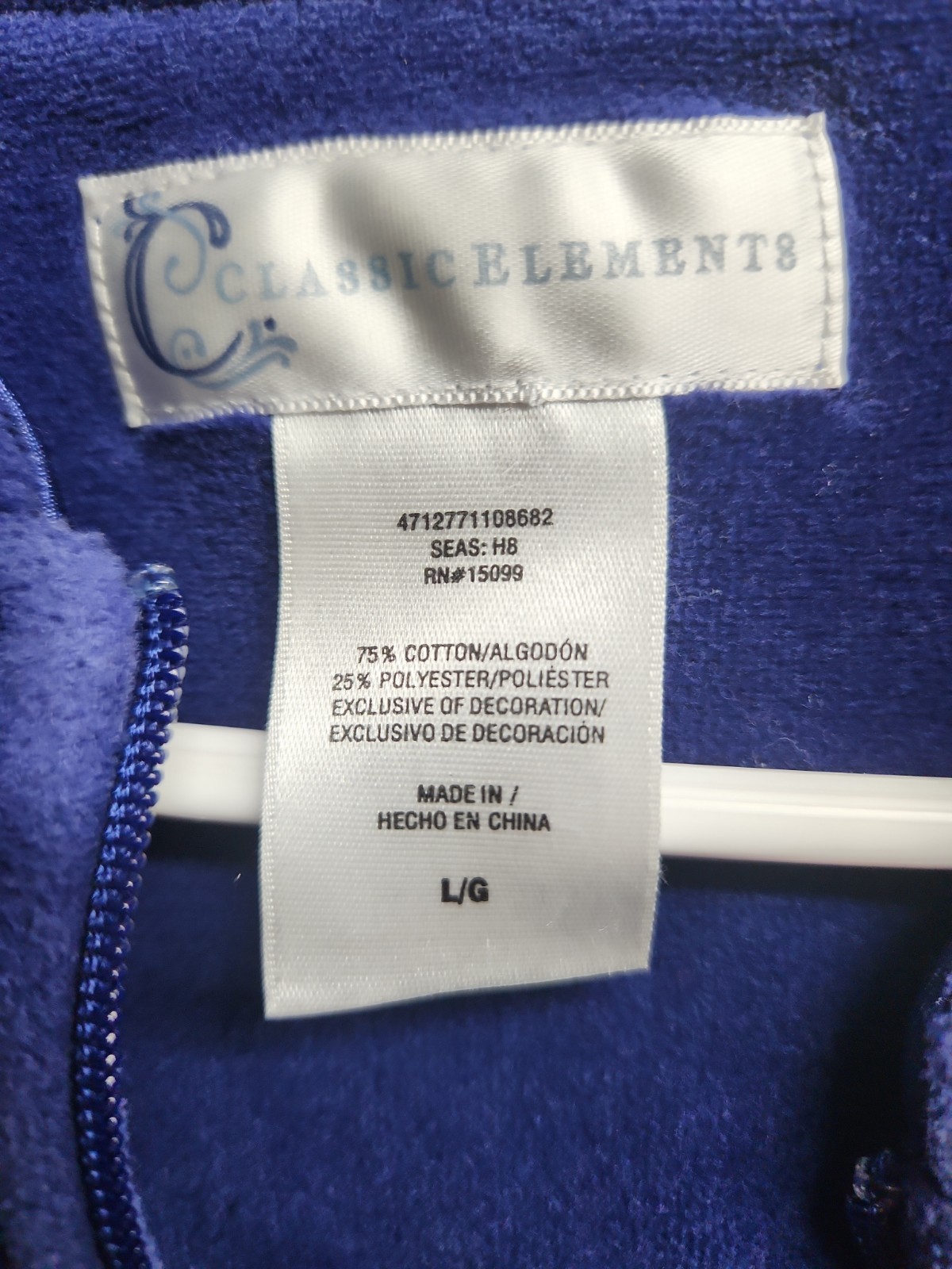 Vintage Classic Elements Full Length Zip House Coat Size L Royal Blue Pockets
