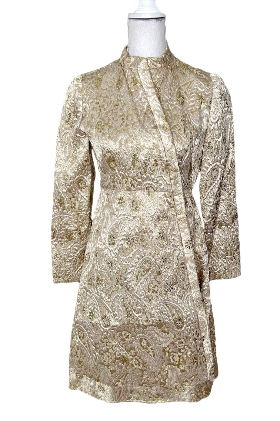 Vintage Suzy Perette Coat-Dress Gold Brocade Glam Cocktail Party Mid Century