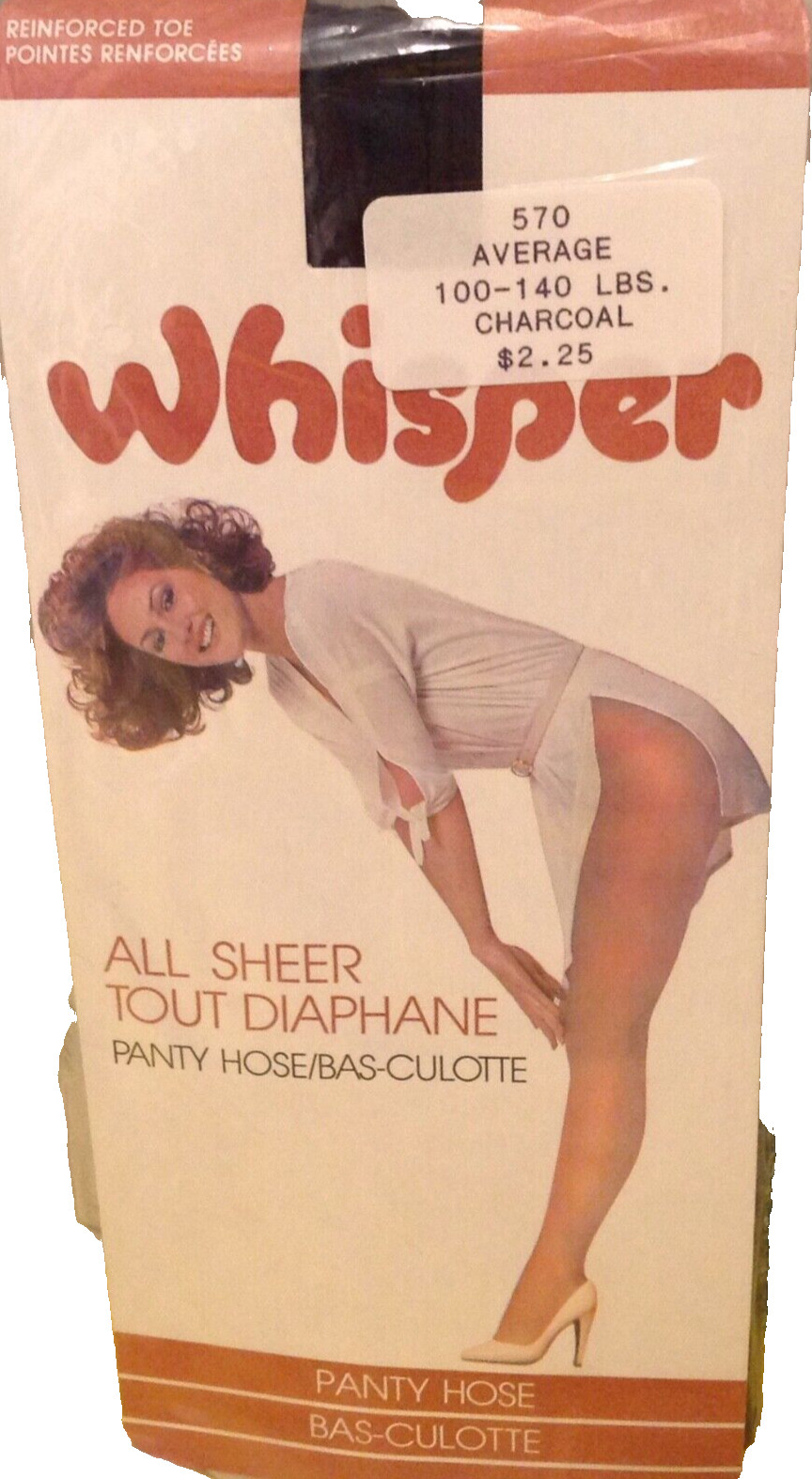 Vintage Pantyhose Whisper All Sheer Color Charcoal Size Average B003A