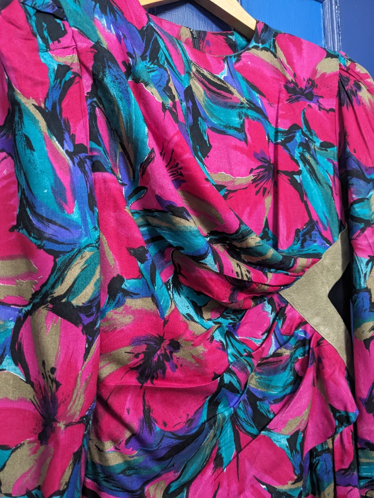 *Vintage Act 1 New York*Faux Wrap Around Dress*Size 12*Suede*Colorful