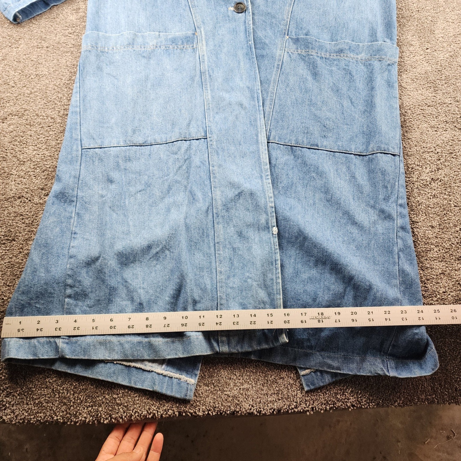 Stuffed Shirt Denim Duster Jacket Womens Large Blue Good Vintage 100% Cotton USA