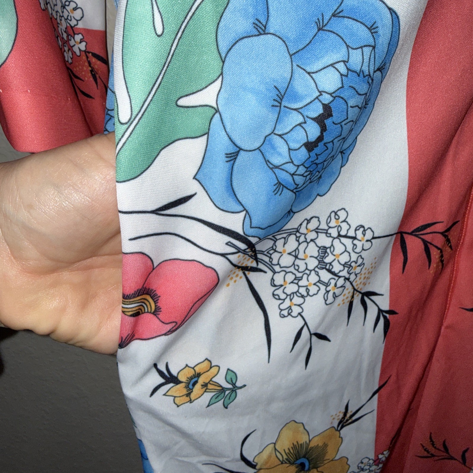 Vintage Evelyn Pearson Go Coat 1/2 Zip Front Lounge Maxi Robe Kimono Floral S/M