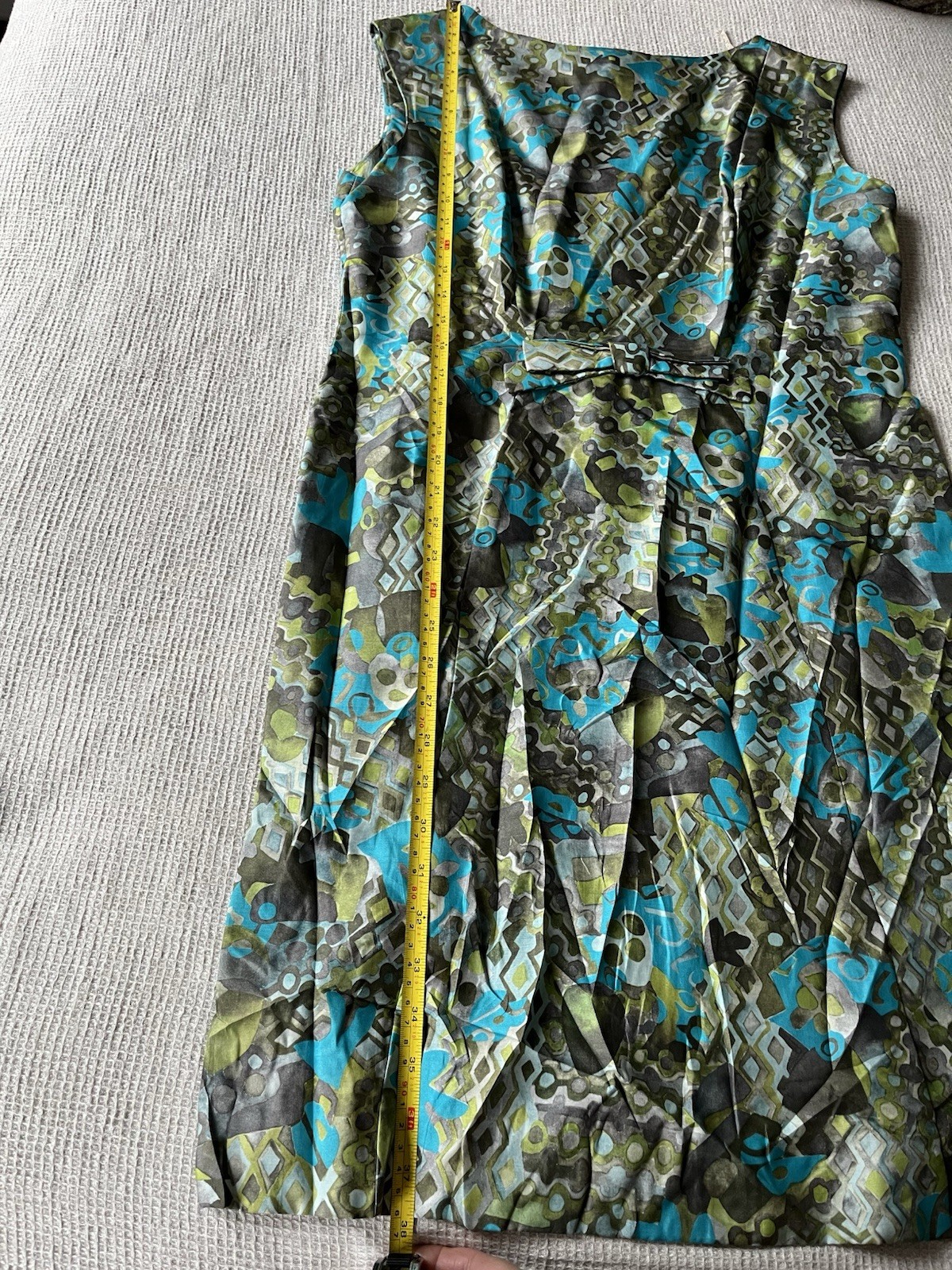 Vintage 1960’s Pure SILK Paul Brook Of London Teal palette sheath dress Sz 18